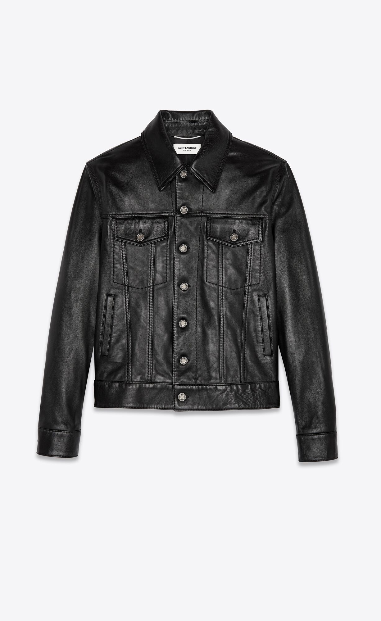 YSL Lambskin Denim Jacket Čierne | 56190-PFME