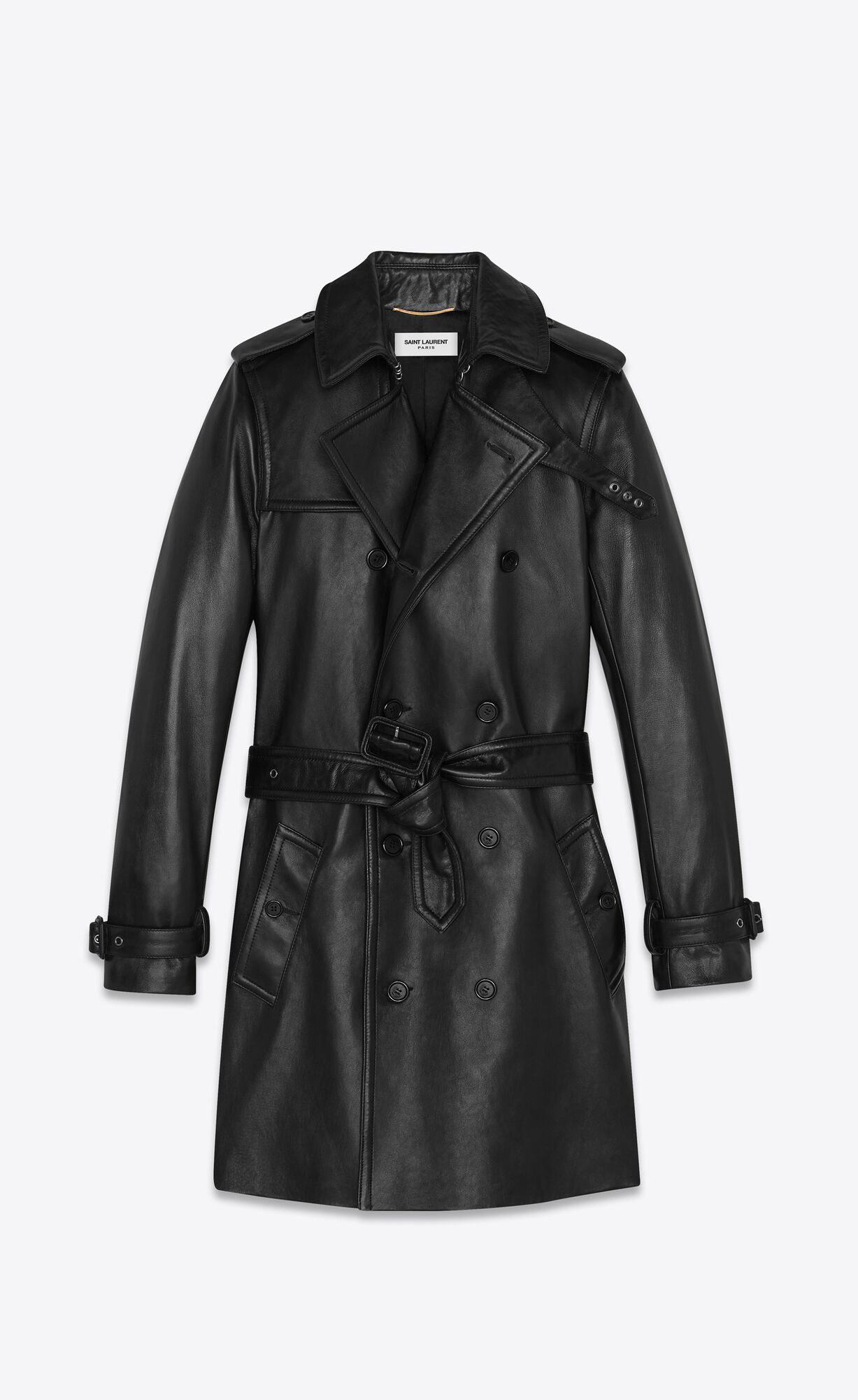 YSL Lambskin Trench Coat Čierne | 42501-WCVU