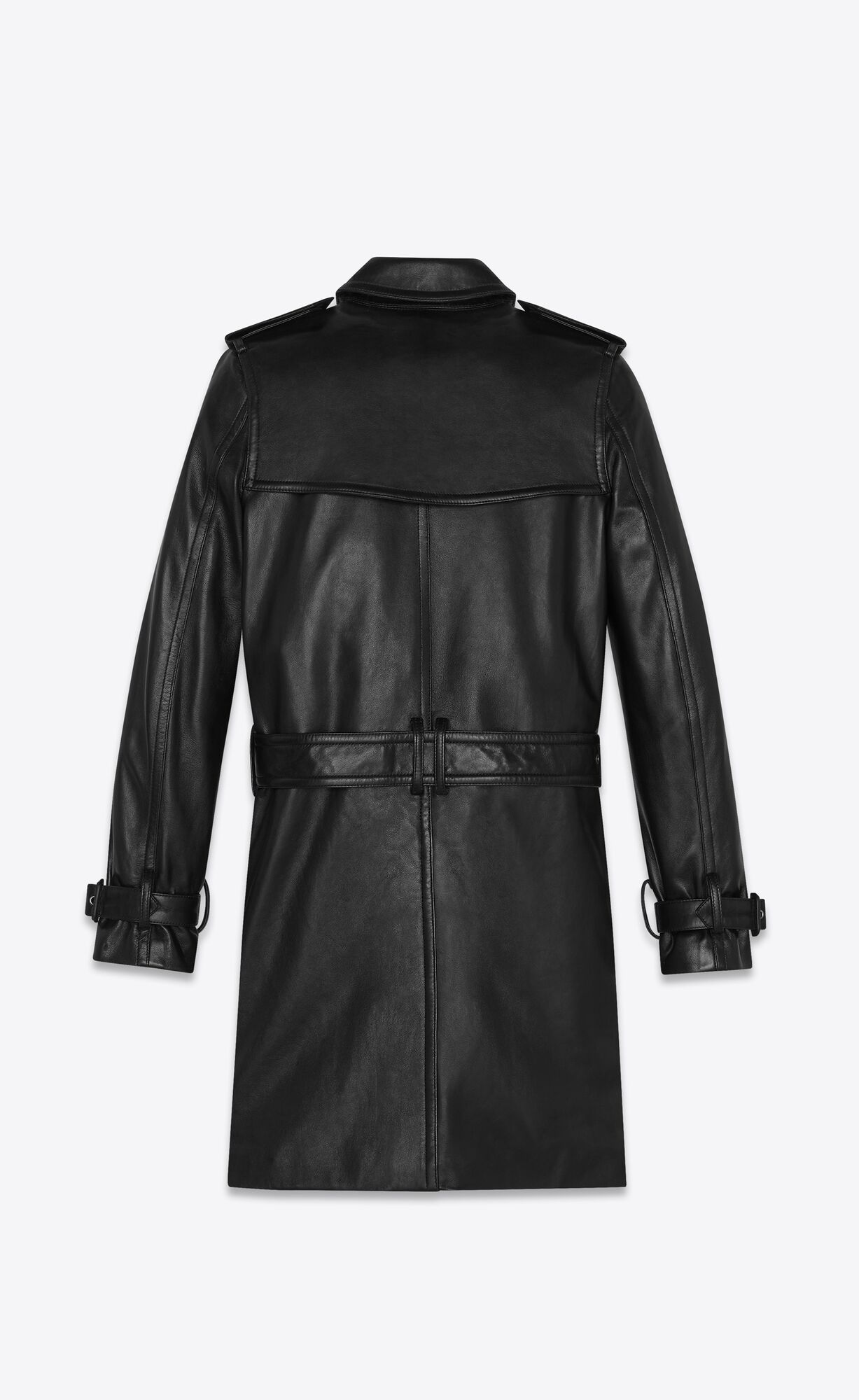 YSL Lambskin Trench Coat Čierne | 42501-WCVU