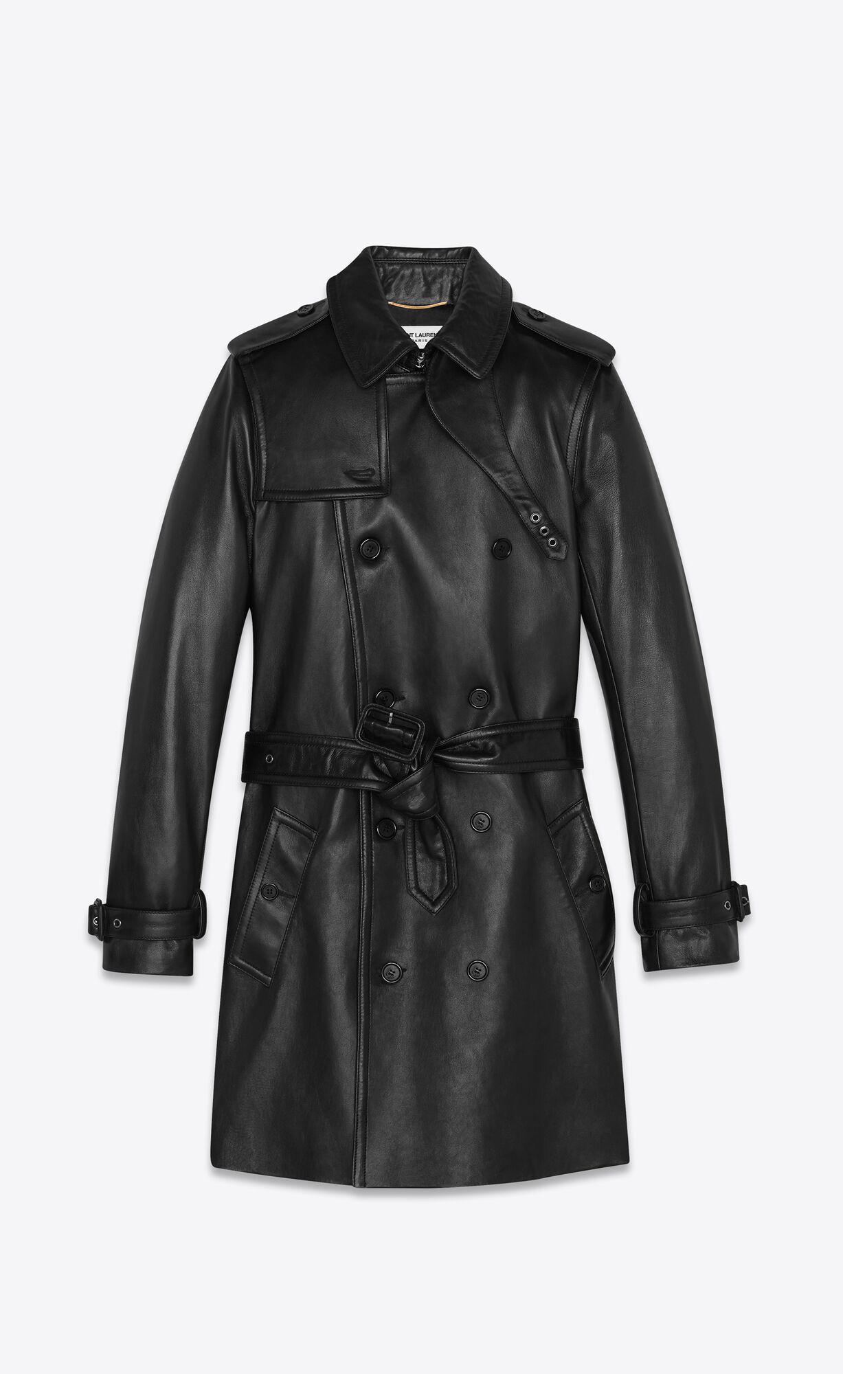 YSL Lambskin Trench Coat Čierne | 42501-WCVU