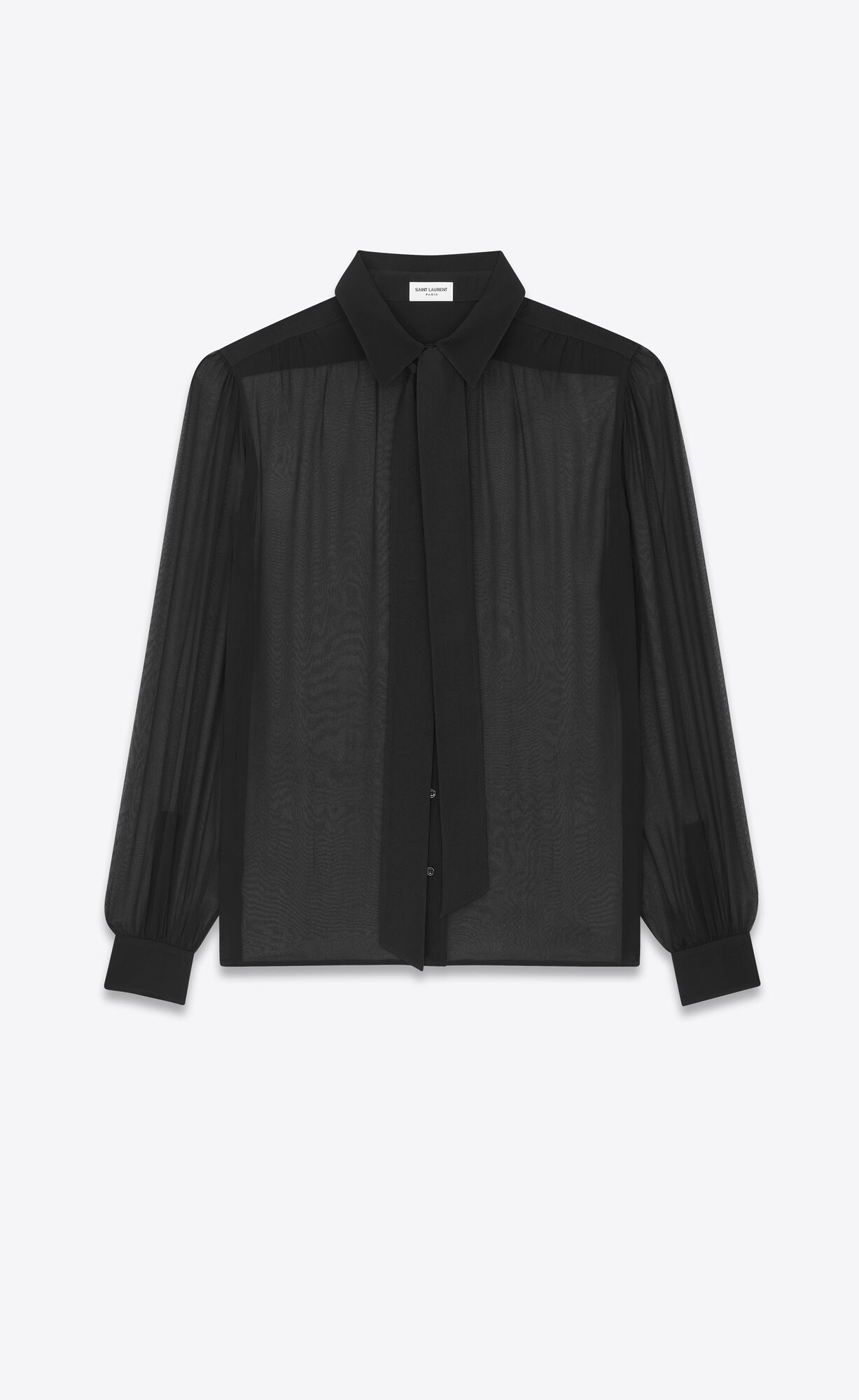 YSL Lavallière-neck Blouse In Crepe Muslin Čierne | 01987-GVLP