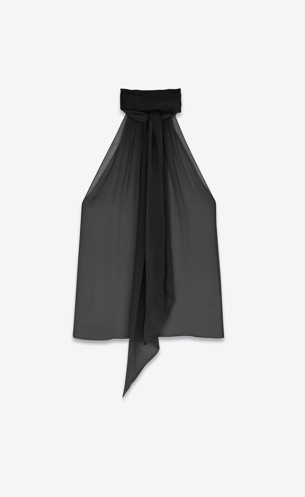 YSL Lavallière-neck Blouse In Crepe Muslin Noir | 13759-RBCM