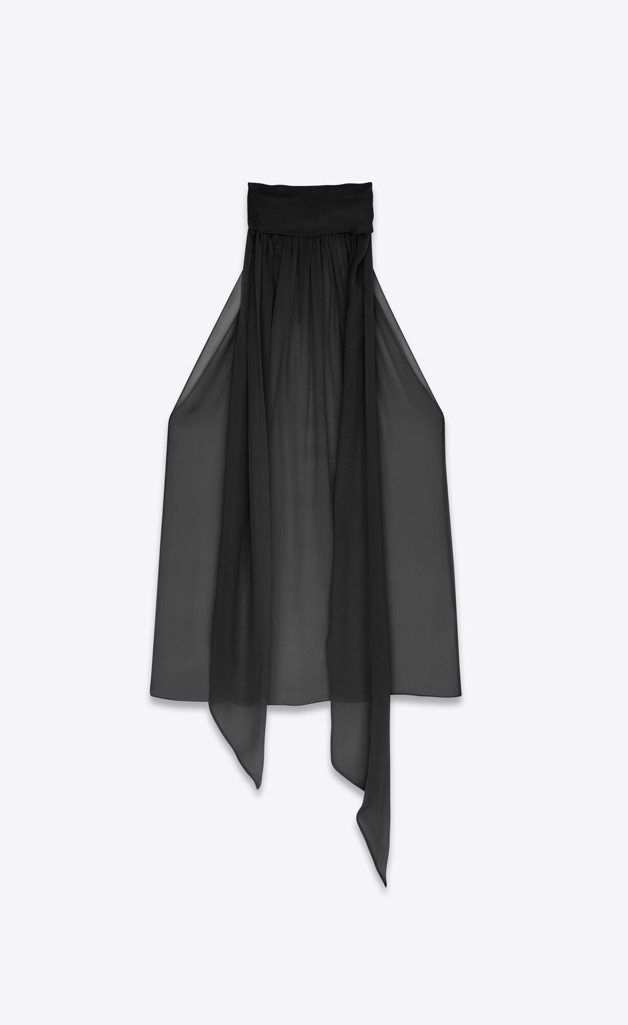 YSL Lavallière-neck Blouse In Crepe Muslin Noir | 13759-RBCM