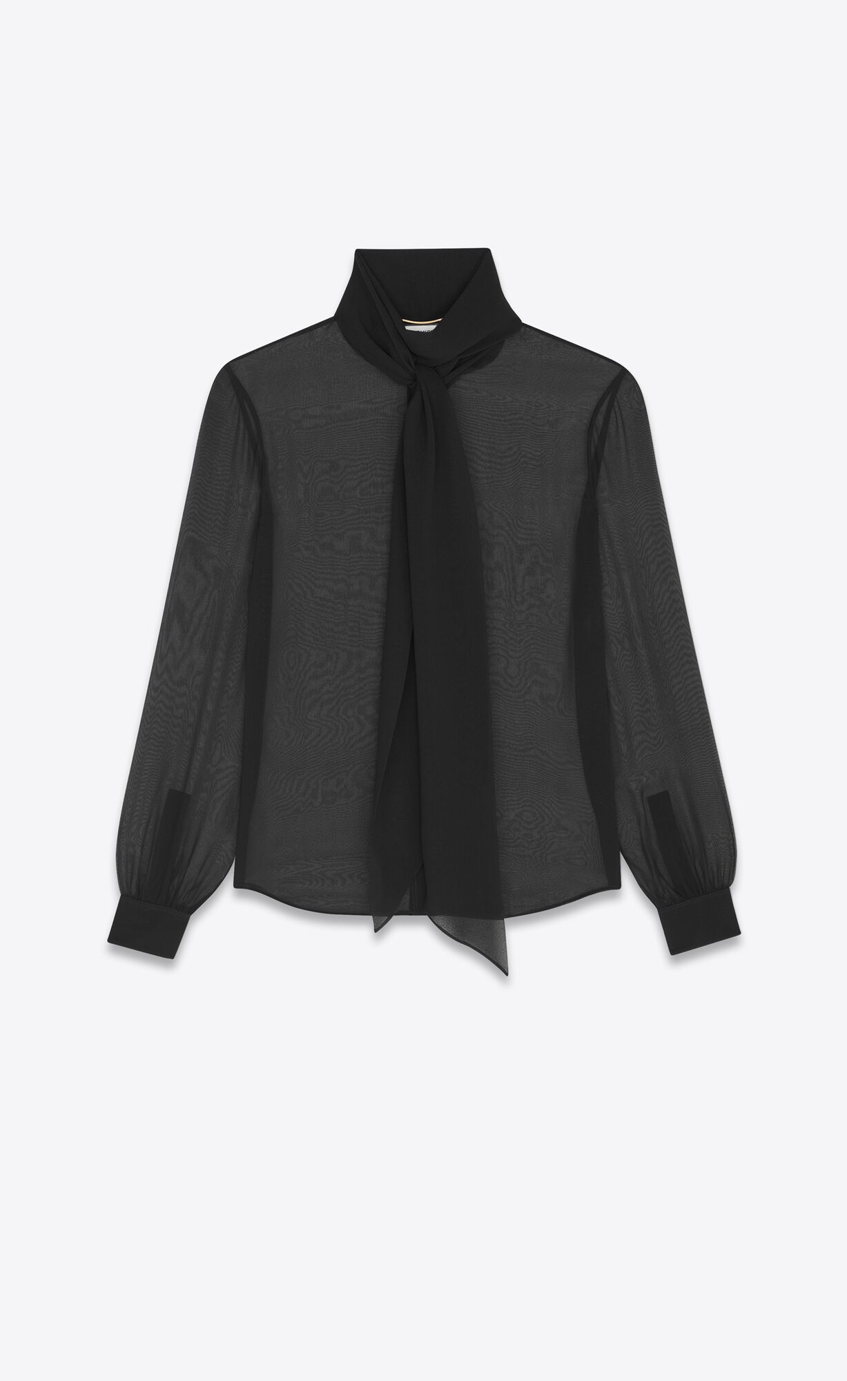 YSL Lavallière-neck Blouse In Crepe Muslin Noir | 72308-VLBH