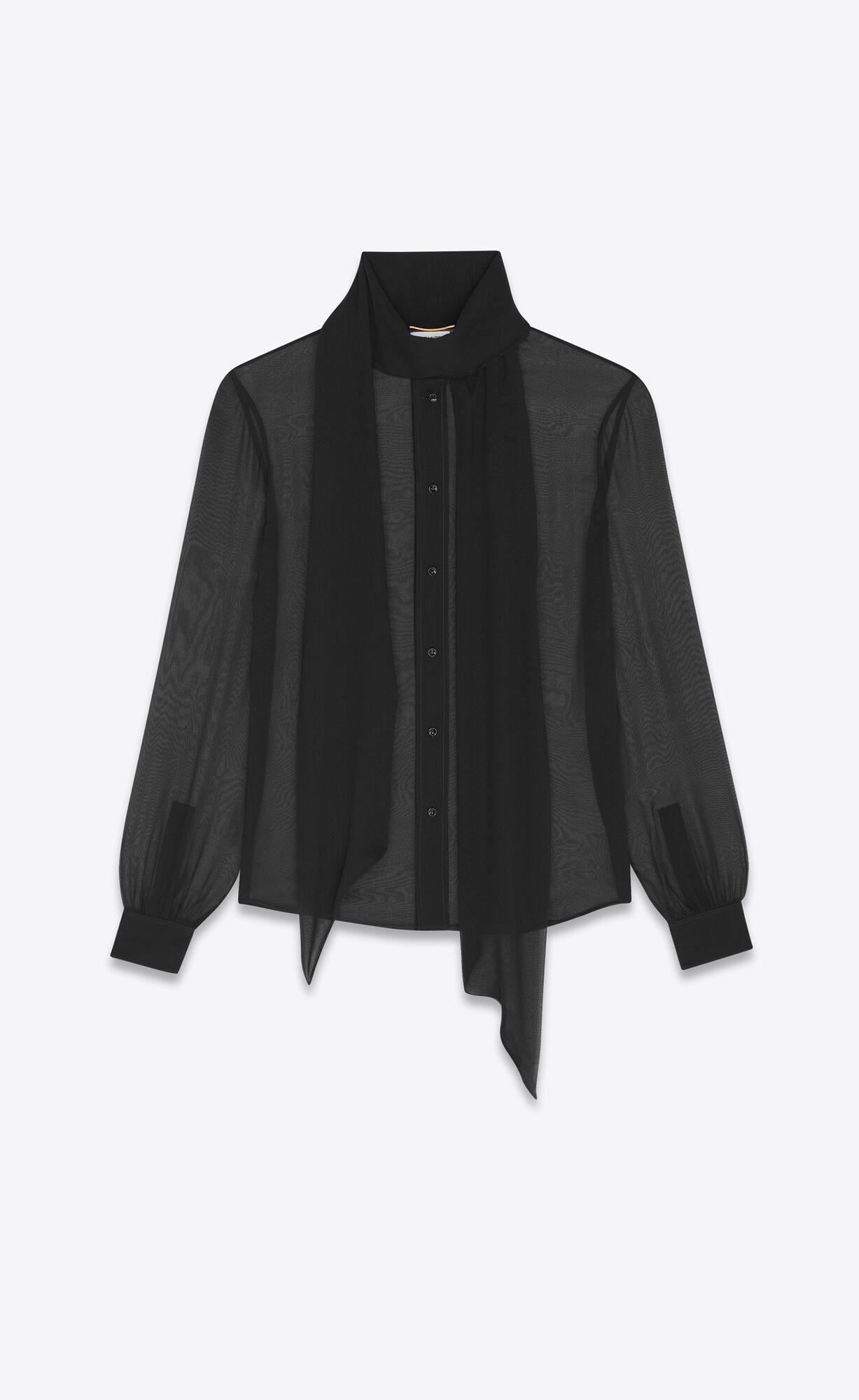 YSL Lavallière-neck Blouse In Crepe Muslin Noir | 72308-VLBH