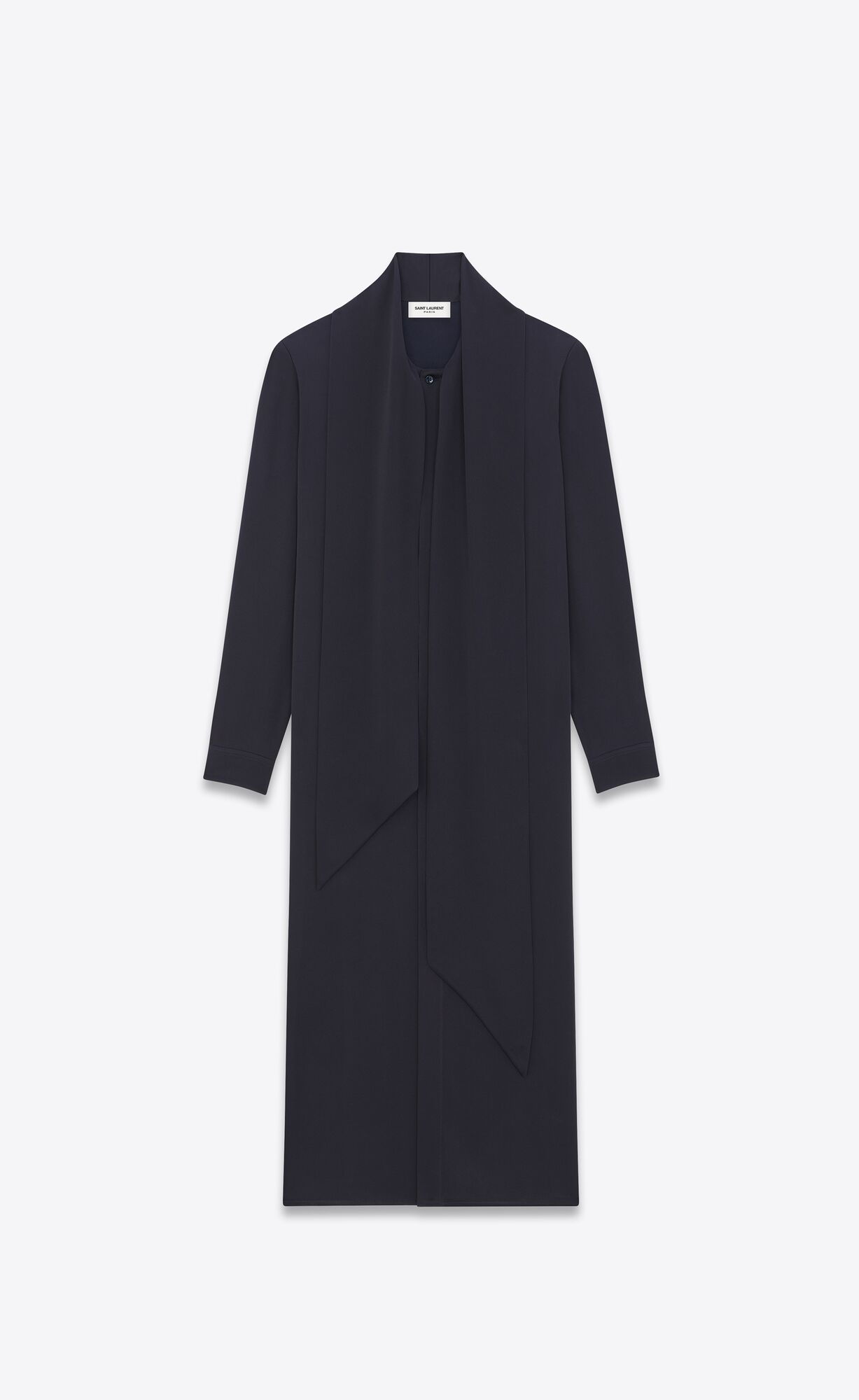 YSL Lavallière-neck Long Shirt In Crepe Satin Modre | 67805-FOVE