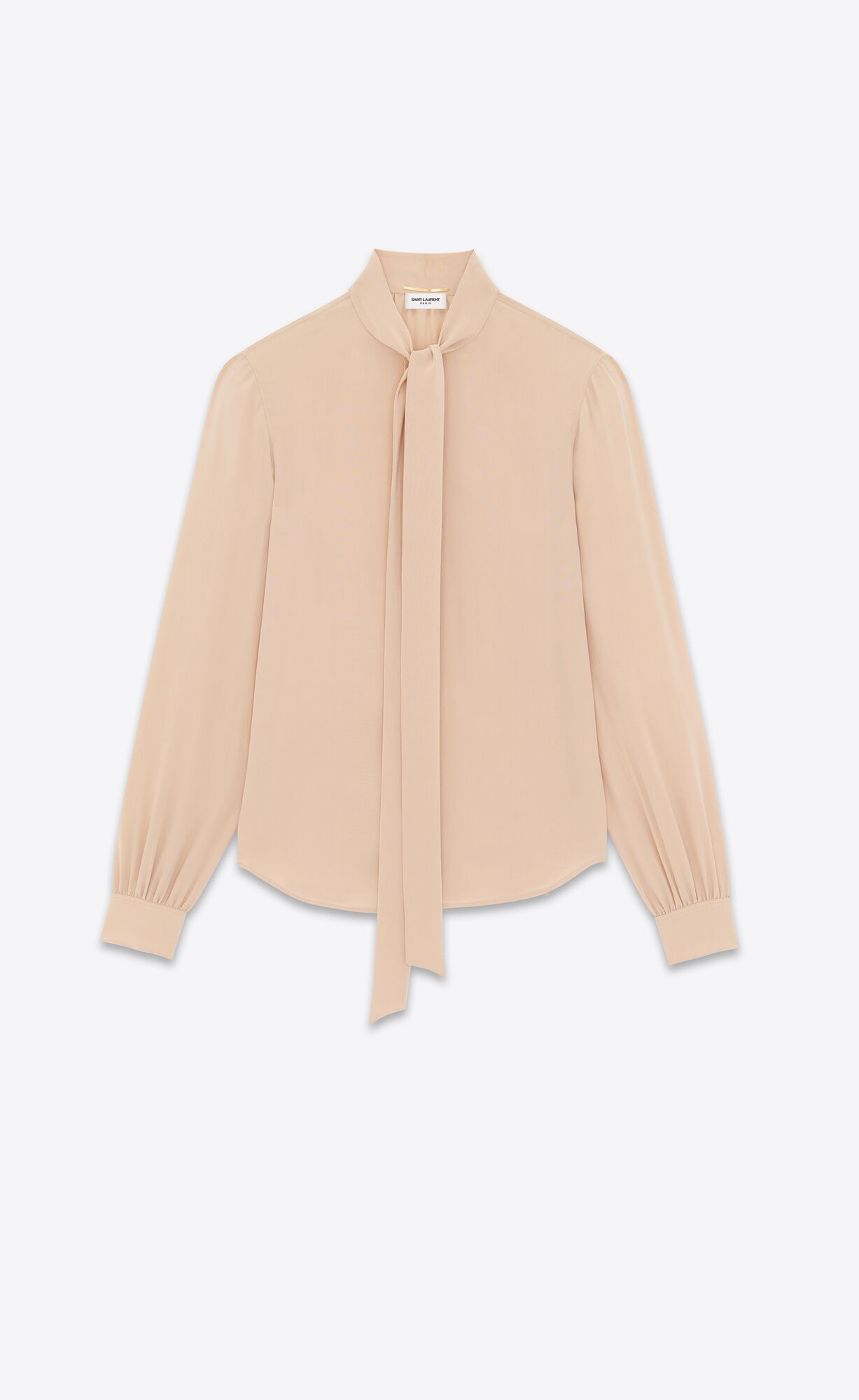 YSL Lavallière-neck Shirt In Crepe De Chine Béžové | 60431-IYXR