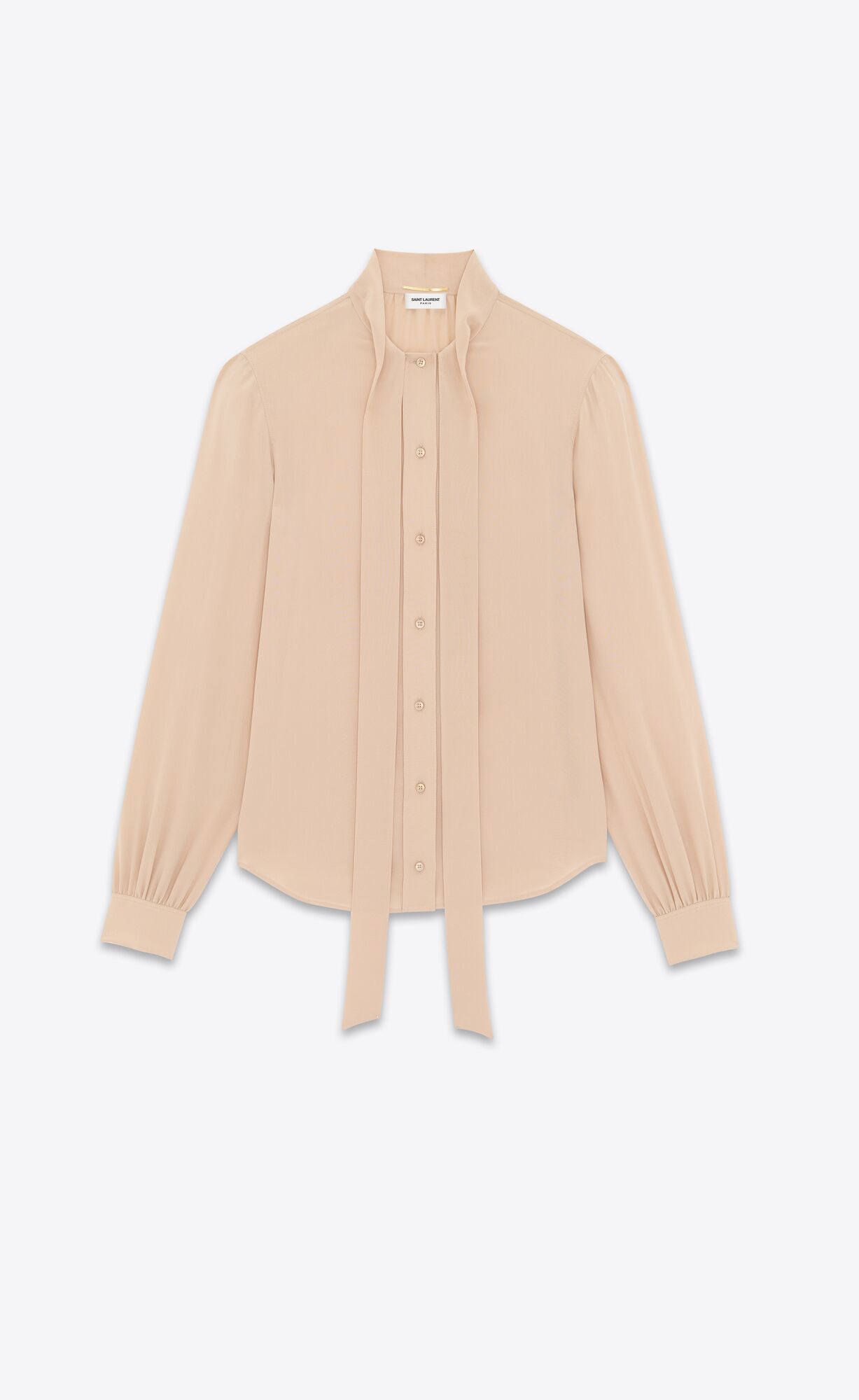 YSL Lavallière-neck Shirt In Crepe De Chine Béžové | 60431-IYXR