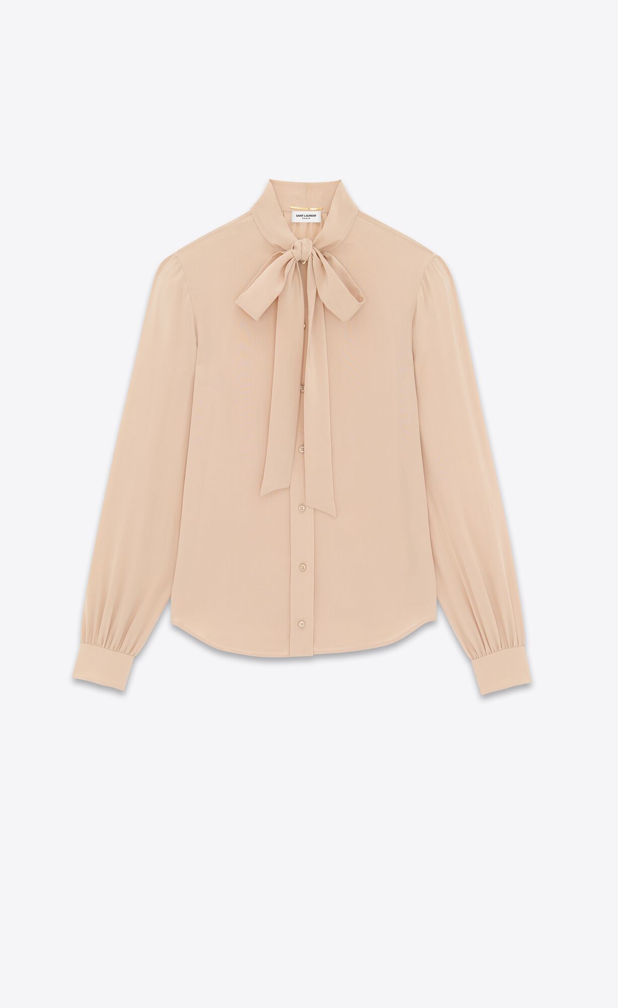 YSL Lavallière-neck Shirt In Crepe De Chine Béžové | 60431-IYXR