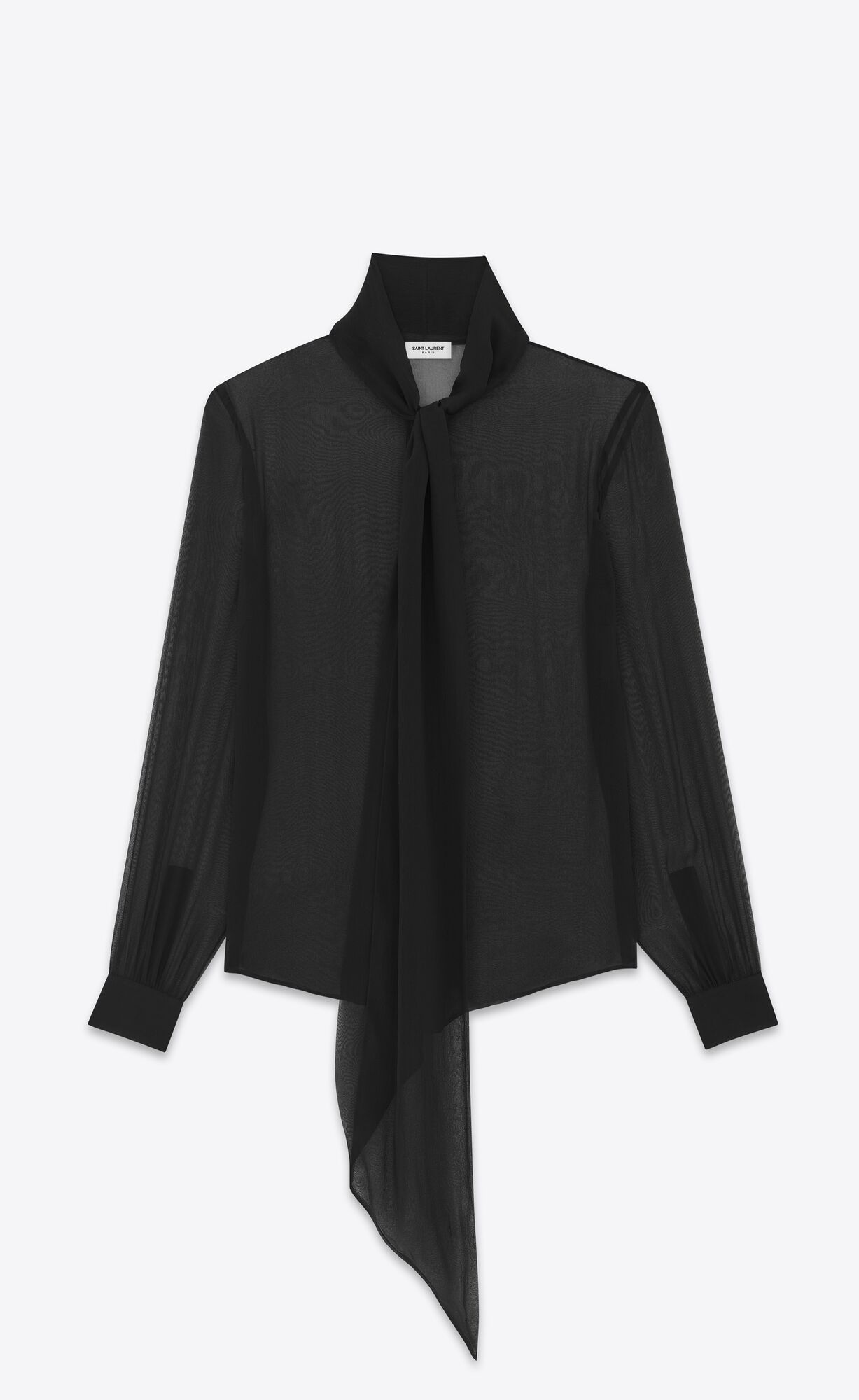 YSL Lavallière-neck Shirt In Crepe Muslin Čierne | 65392-ZRTN