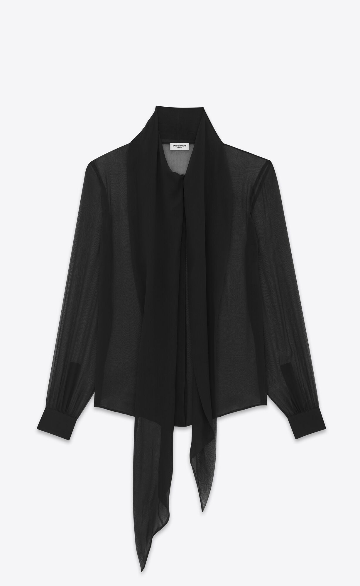 YSL Lavallière-neck Shirt In Crepe Muslin Čierne | 65392-ZRTN