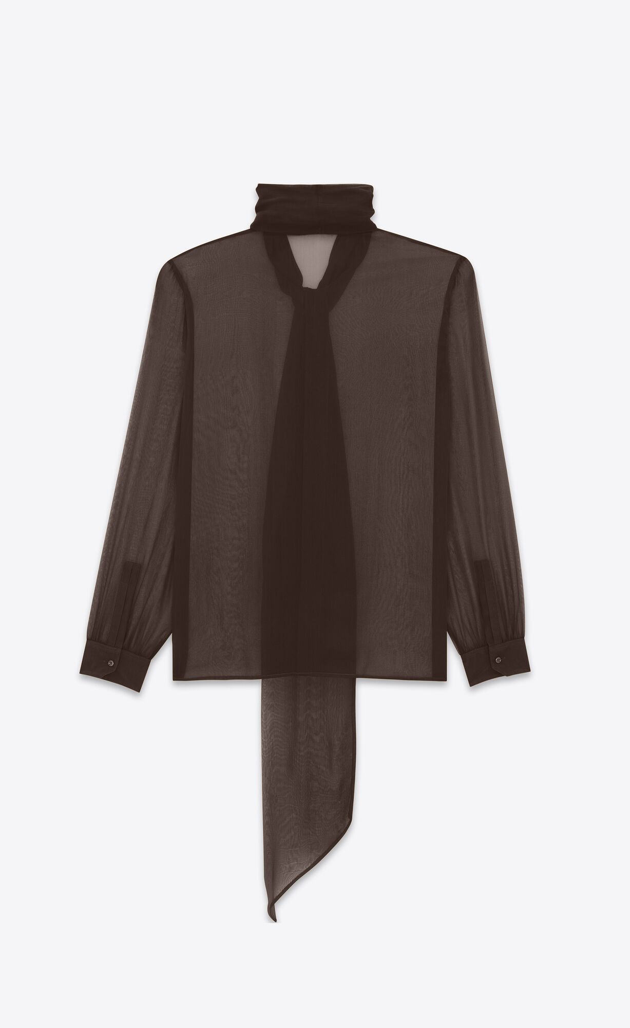 YSL Lavallière-neck Shirt In Silk Georgette Cafe | 61438-FTPB