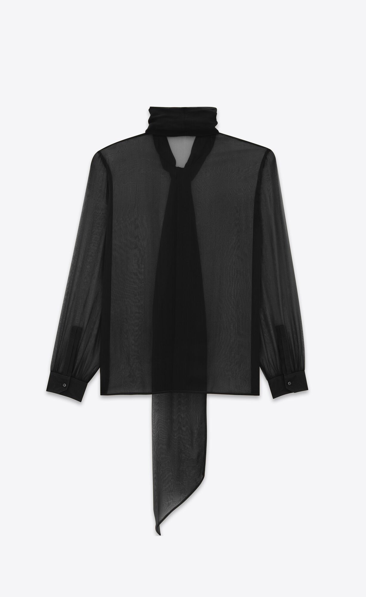 YSL Lavallière-neck Shirt In Silk Muslin Čierne | 26345-IEHY