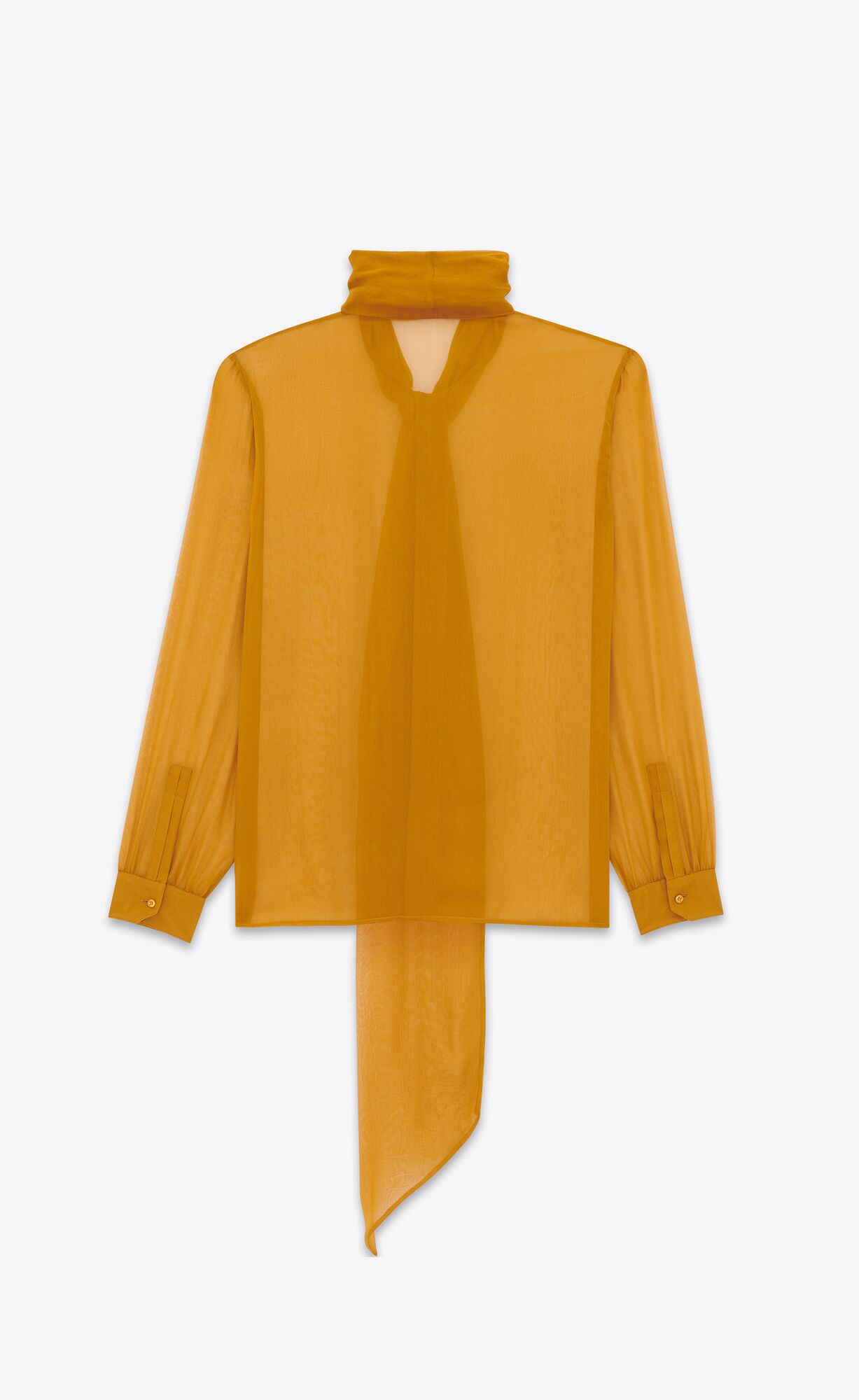 YSL Lavallière-neck Shirt In Silk Muslin Moutarde | 89512-UVBP