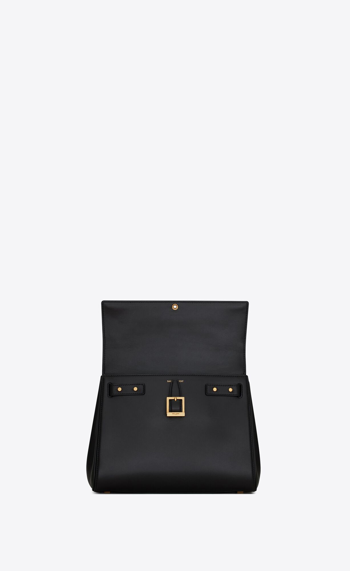 YSL Le Fermoir Small Top Handle Bag In Shiny Kozene Noir | 64532-KLHU