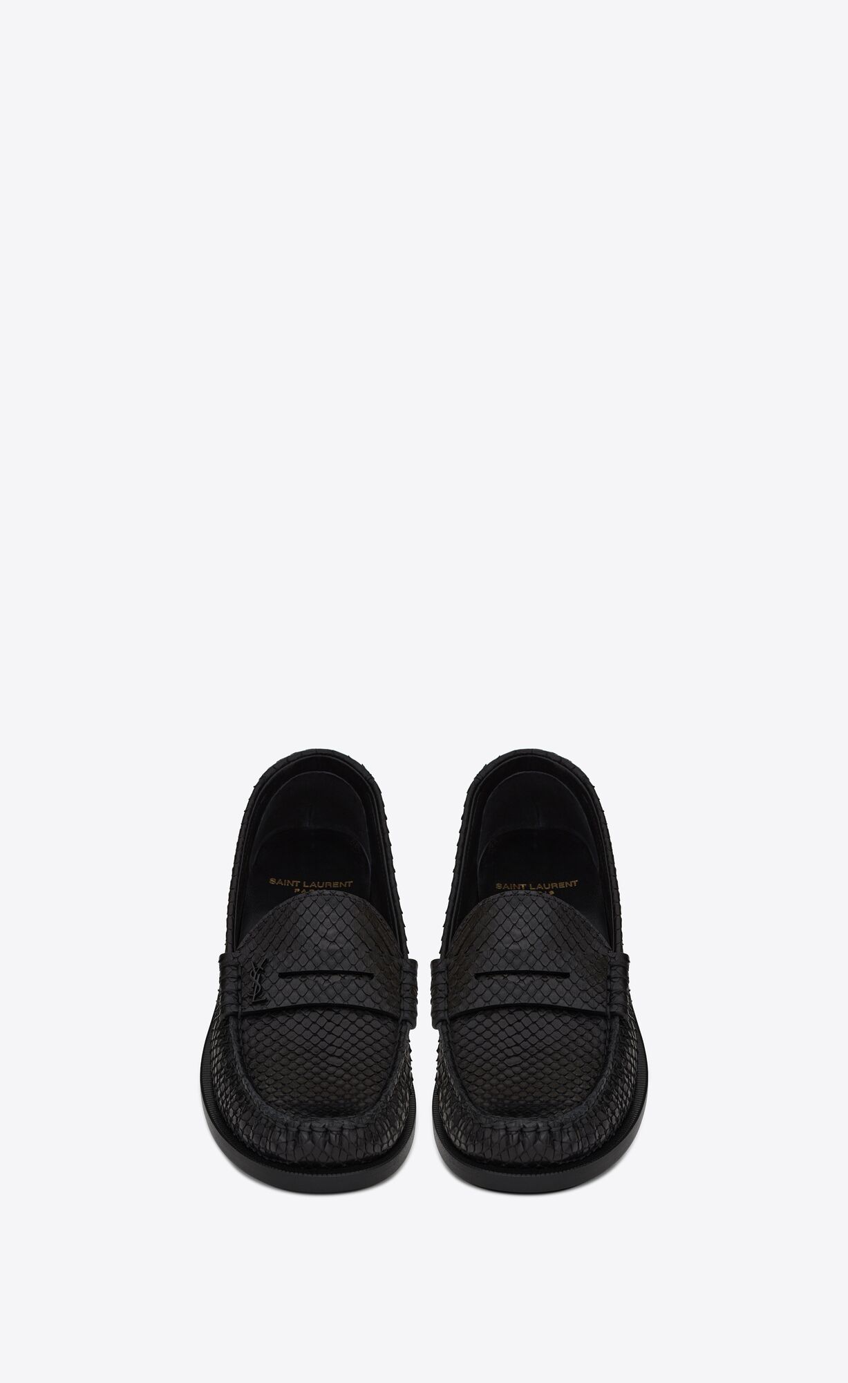 YSL Le Loafer Penny Slippers In Python Noir | 36215-WXAC