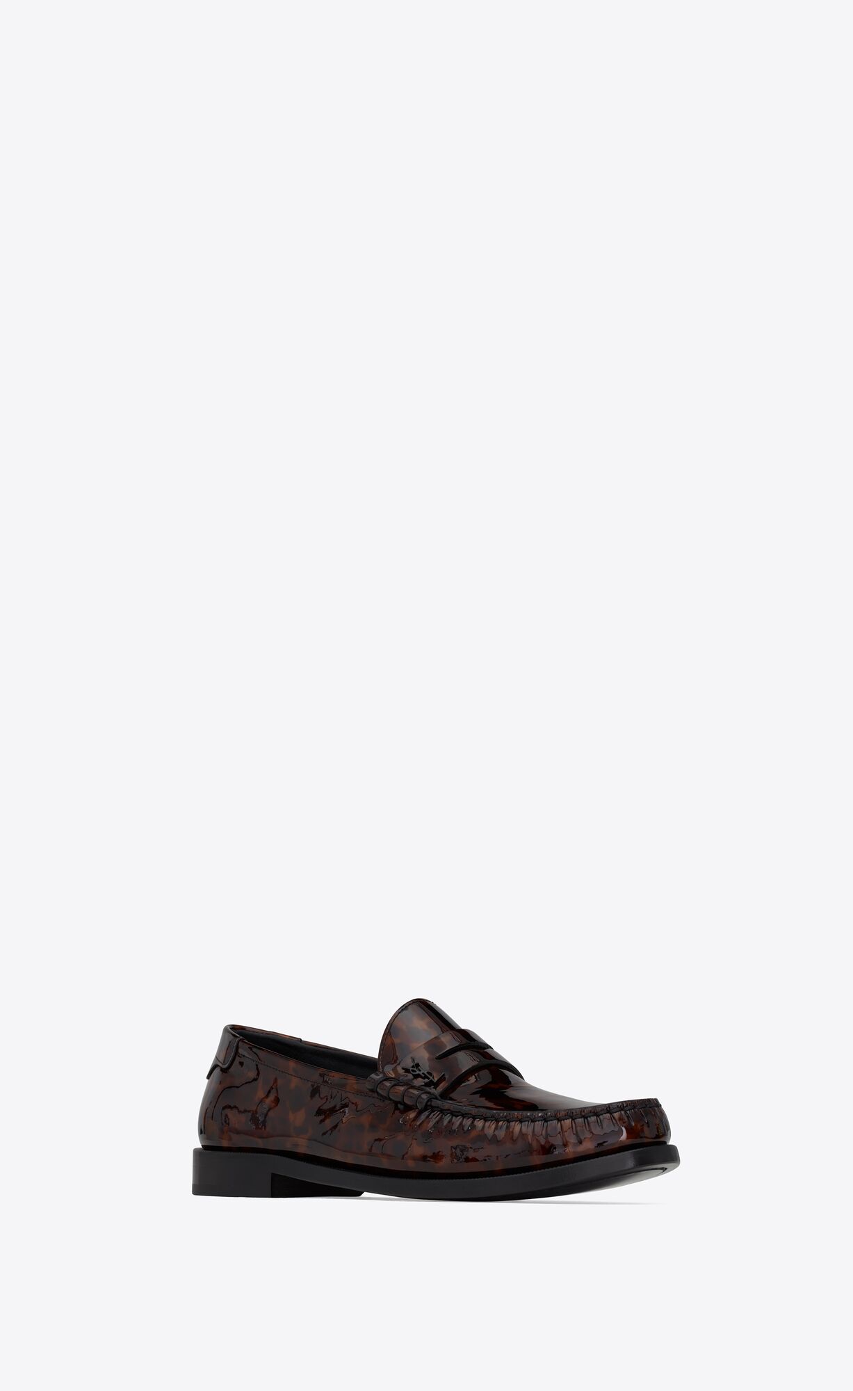 YSL Le Loafer Penny Slippers In Tortoiseshell Lakovane Kozene Naturel | 78312-XSKQ