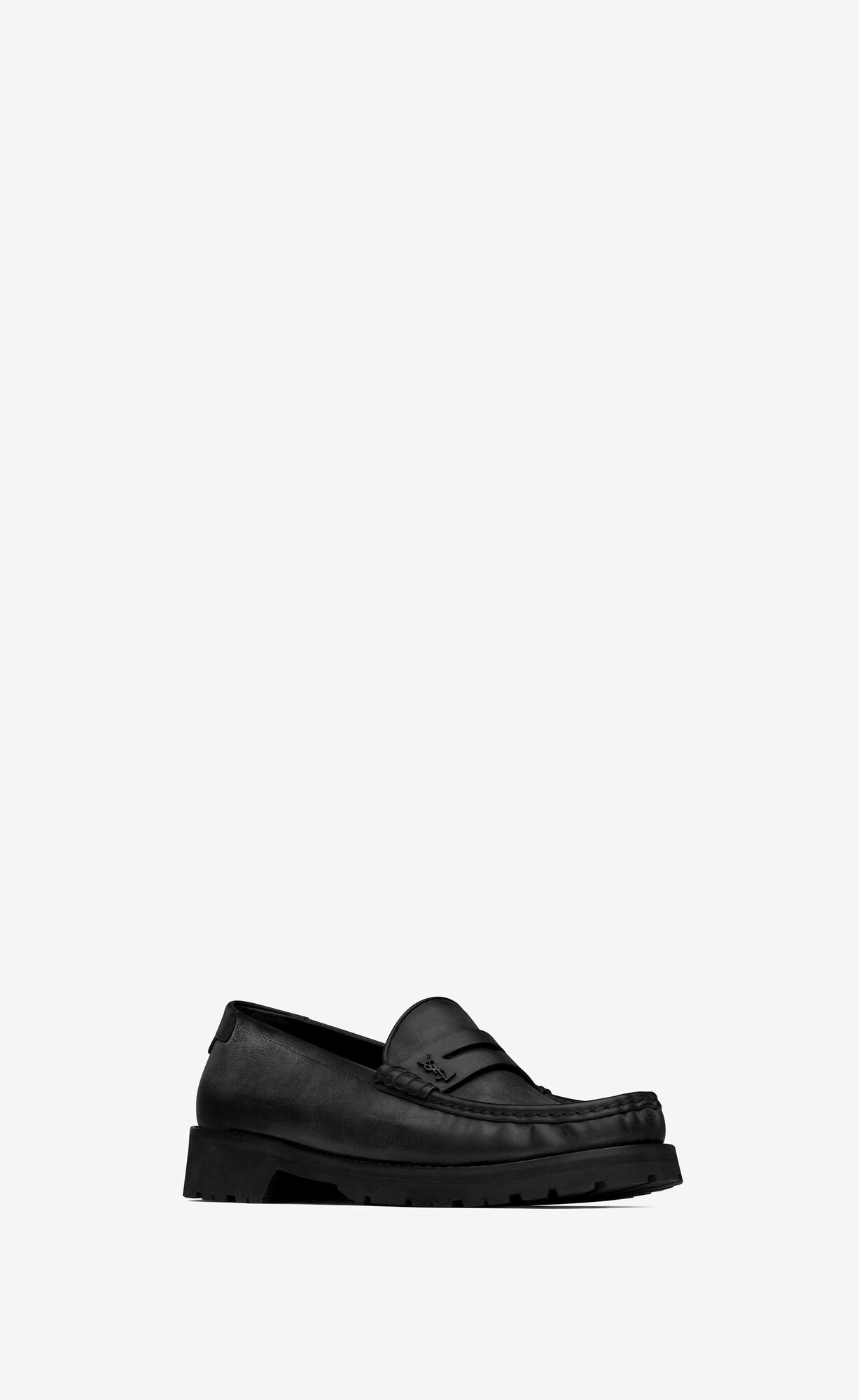 YSL Le Loafer Robustný Penny Slippers In Smooth Kozene Noir | 08426-ALFH