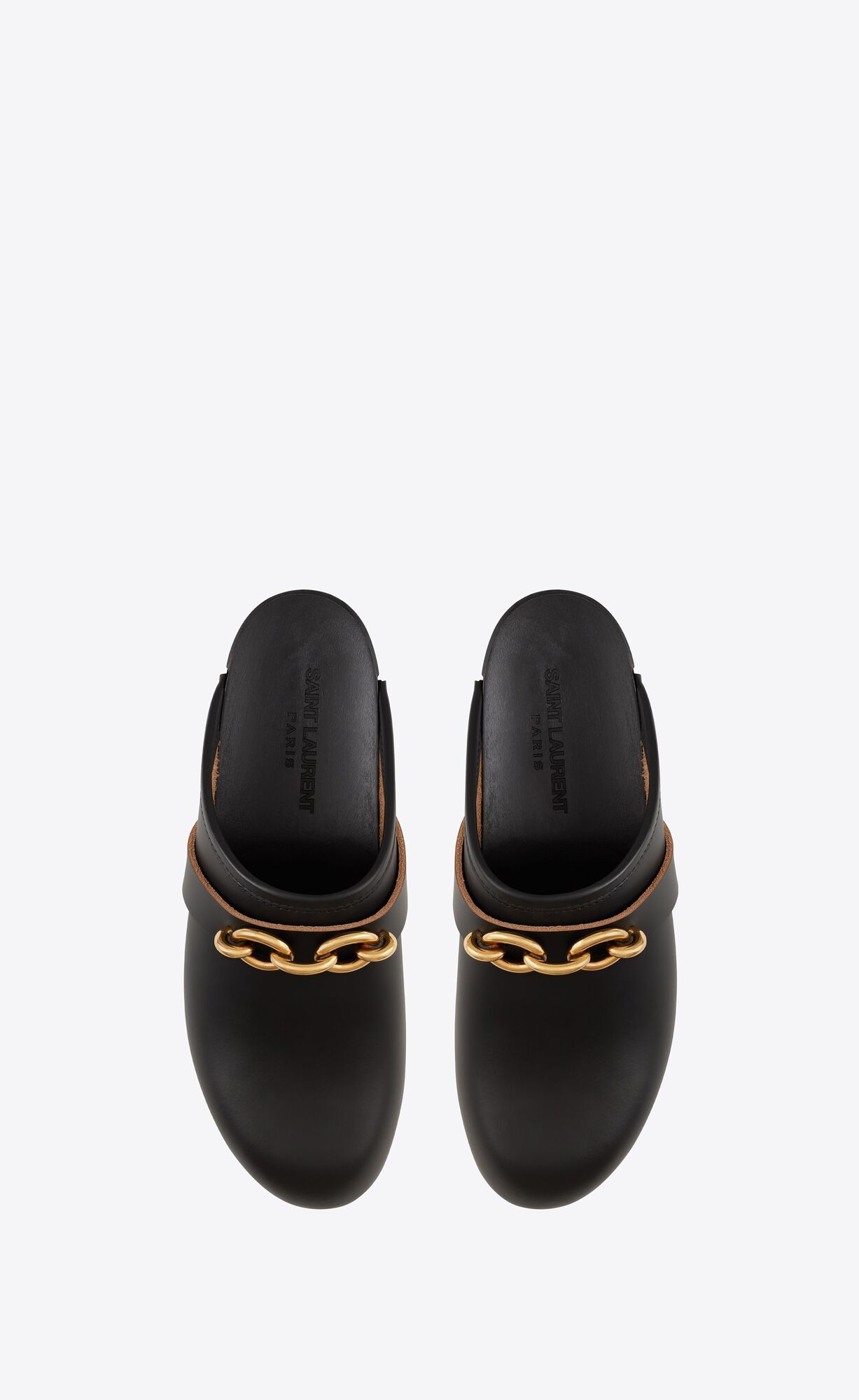 YSL Le Maillon Clogs In Smooth Kozene Noir | 37058-ZSDU