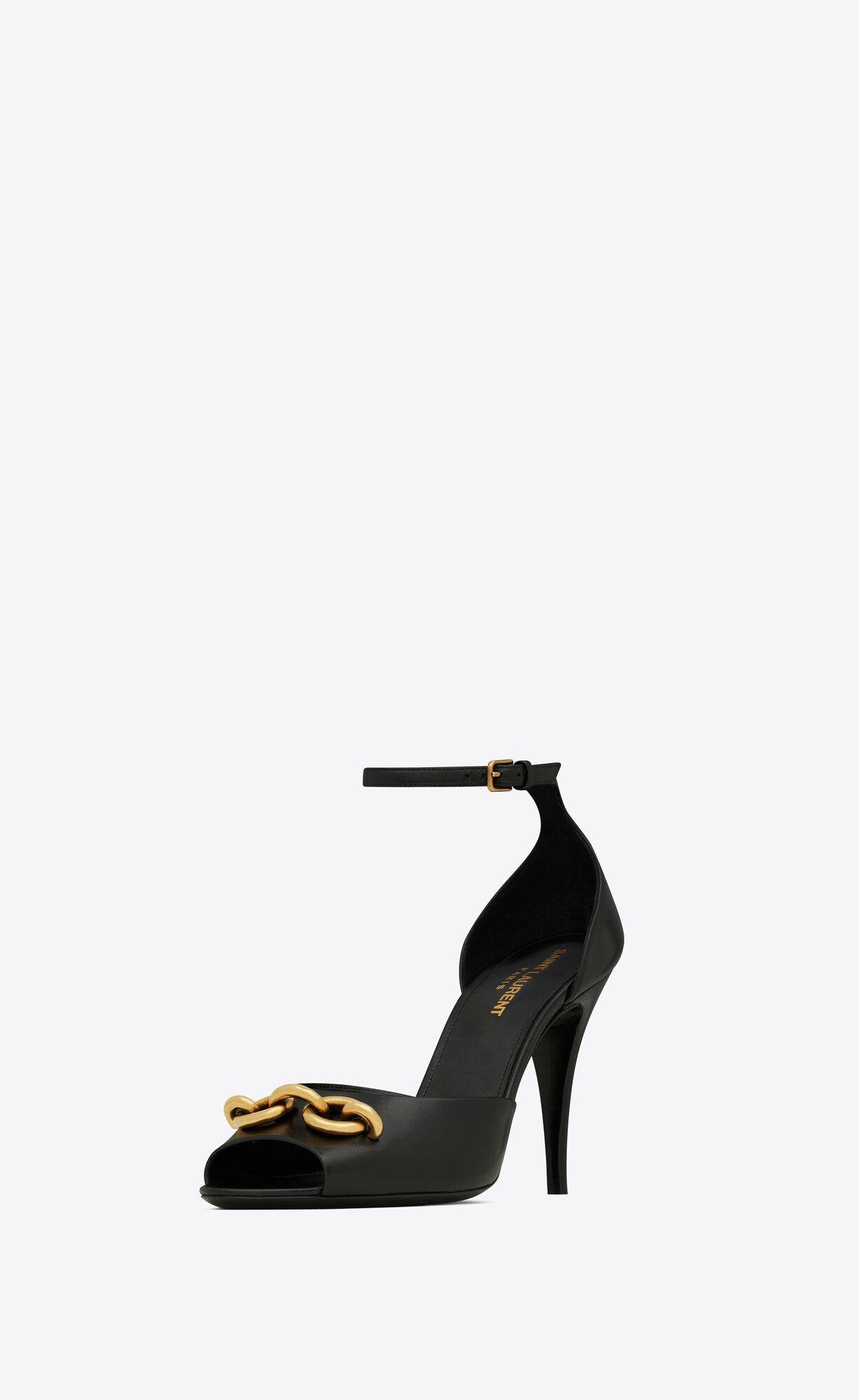 YSL Le Maillon Sandals In Smooth Kozene Noir | 03978-PZYF