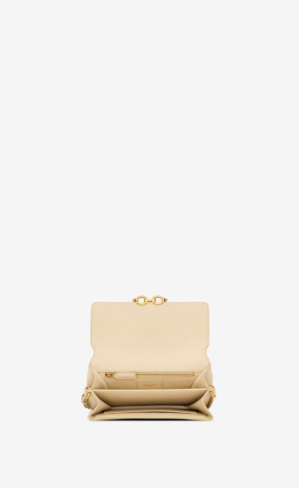 YSL Le Maillon Satchel In Prešívané Nubuck Semisove Biele | 14250-WBCV