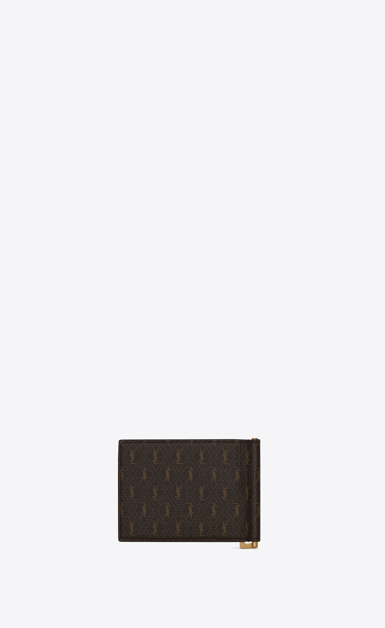 YSL Le Monogramme Bill Clip Wallet In Cassandre Platene And Smooth Kozene Hnede | 89710-JQWS