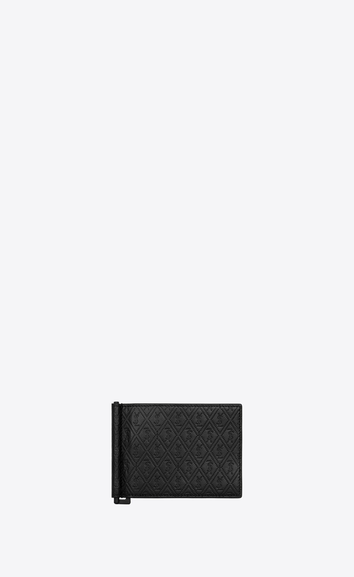 YSL Le Monogramme Bill Clip Wallet In Embossed Smooth Kozene Čierne | 78065-XONK