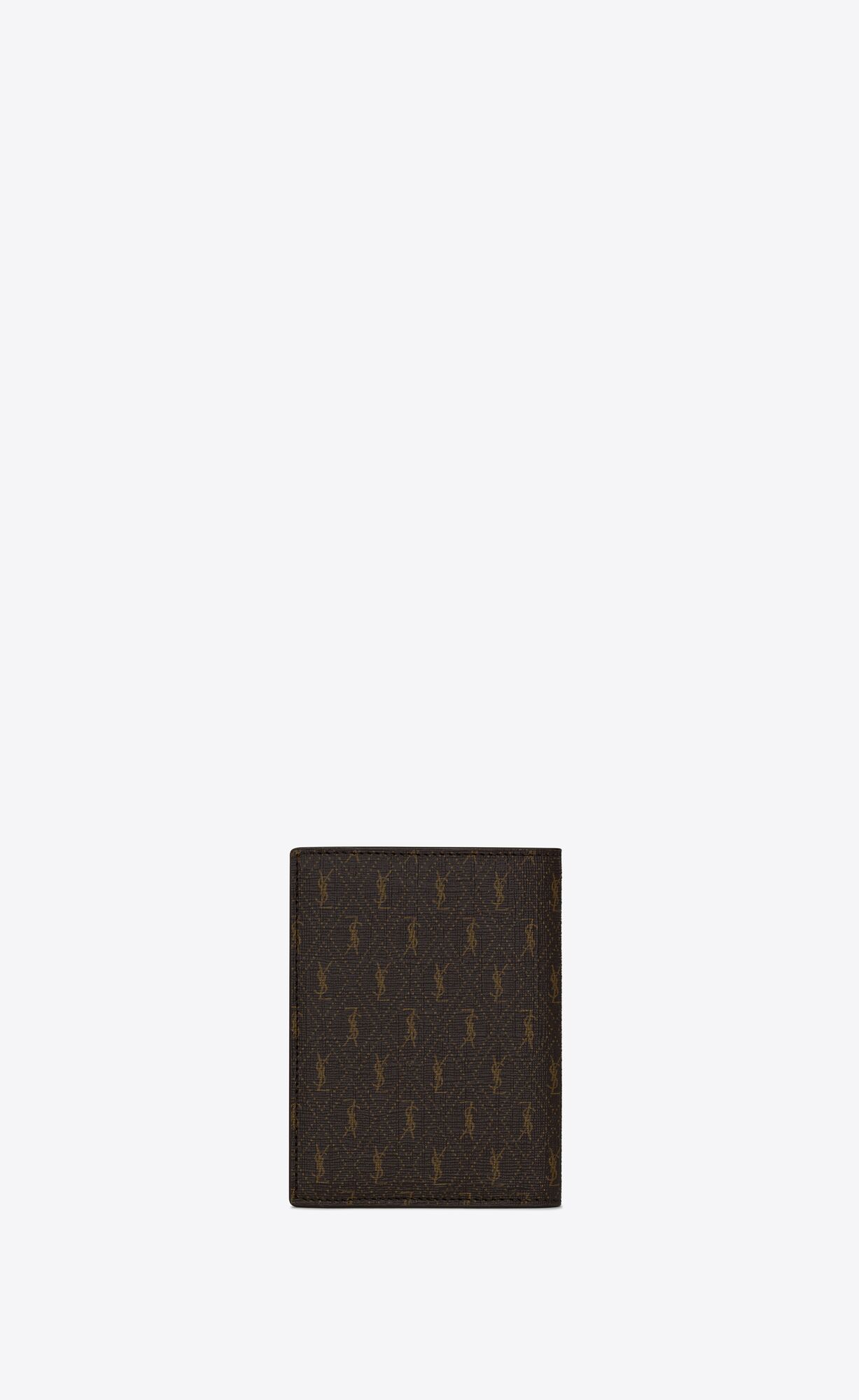 YSL Le Monogramme Credit Card Wallet In Cassandre Platene And Smooth Kozene Hnede | 02537-PJQC