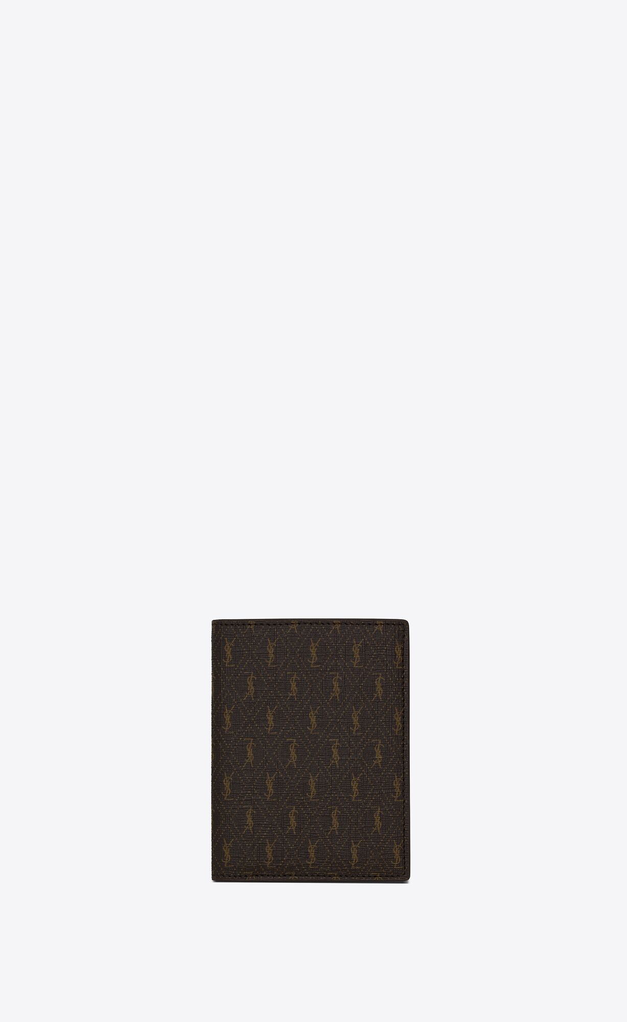 YSL Le Monogramme Credit Card Wallet In Cassandre Platene And Smooth Kozene Hnede | 02537-PJQC