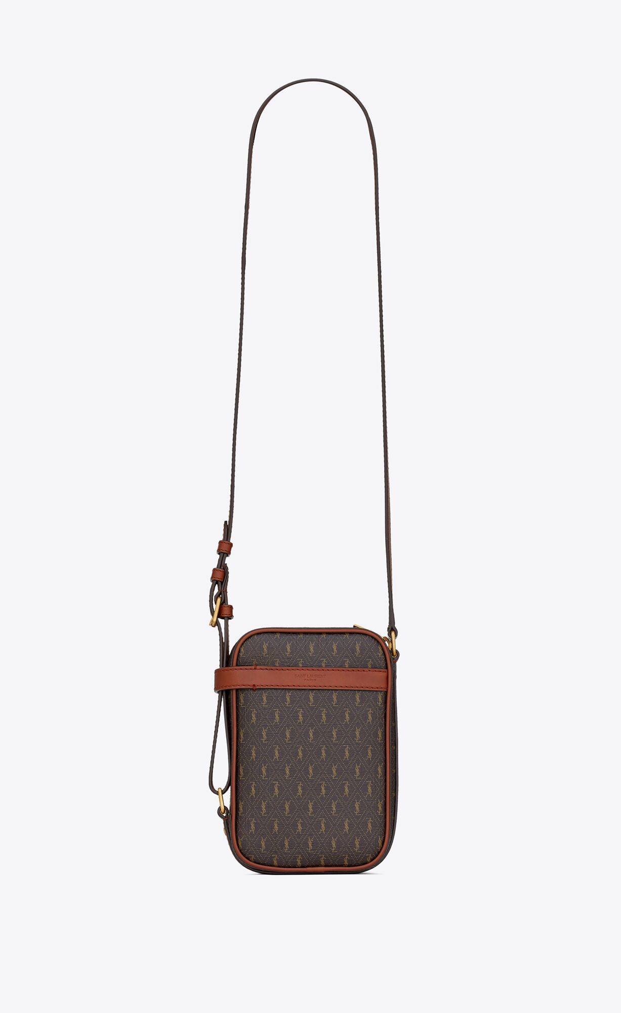 YSL Le Monogramme Crossbody Pouch In Cassandre Platene And Smooth Kozene Hnede | 83620-PKAJ