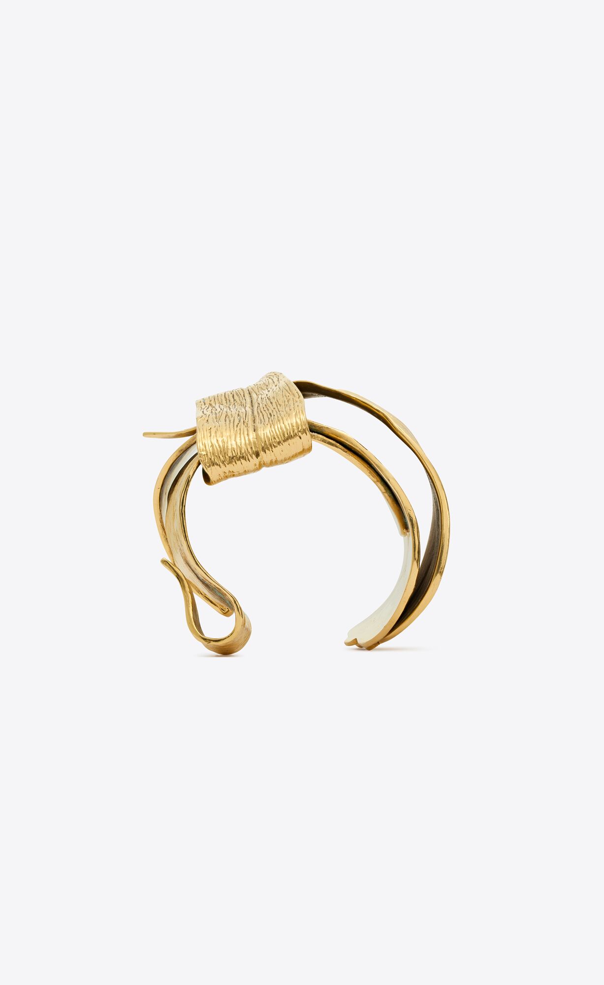 YSL Leaf Cuff In Metal Svetlo Zlate | 96234-TAQC