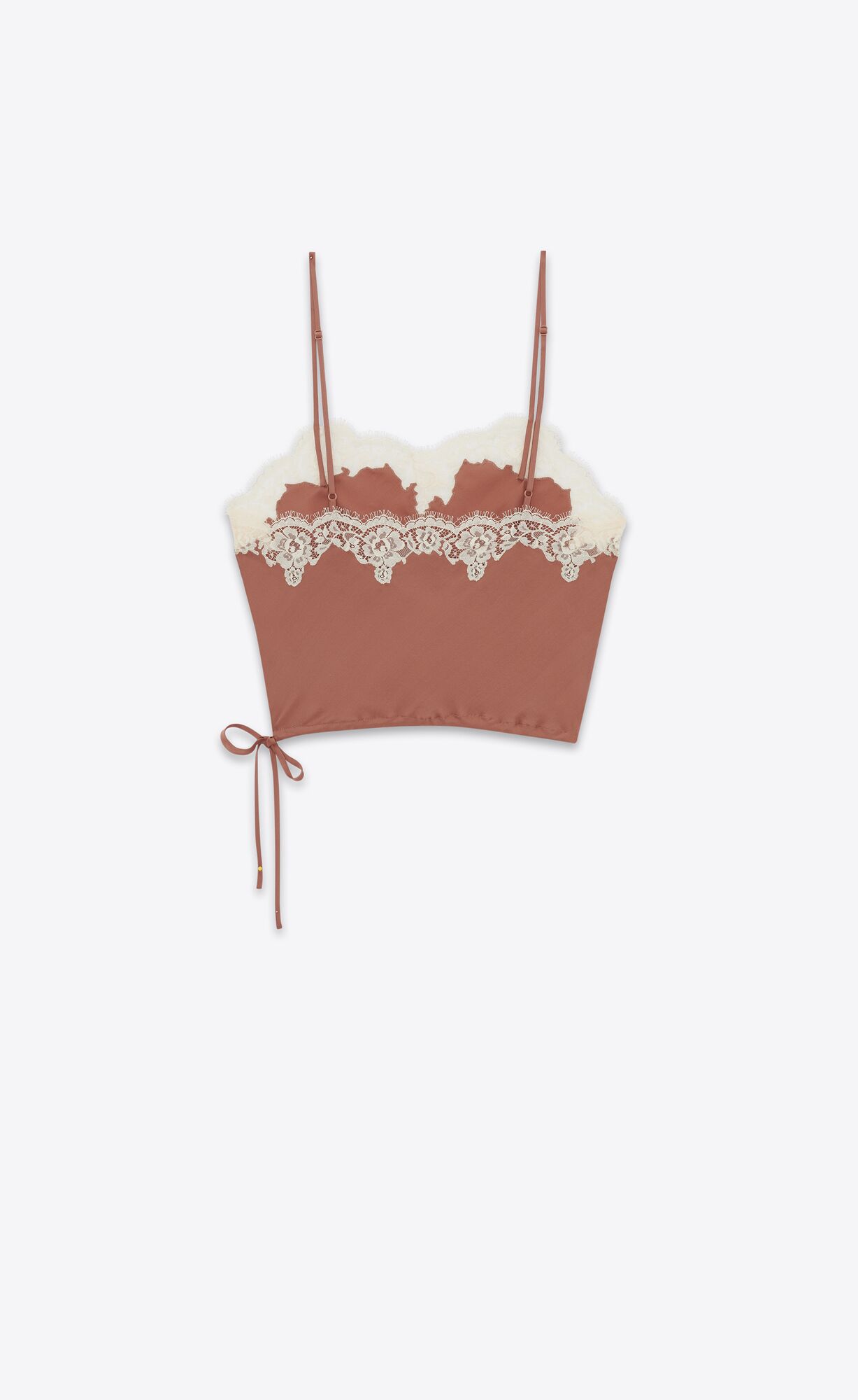 YSL Lingerie Top In Crepe Satin Terracotta | 36450-VLUK