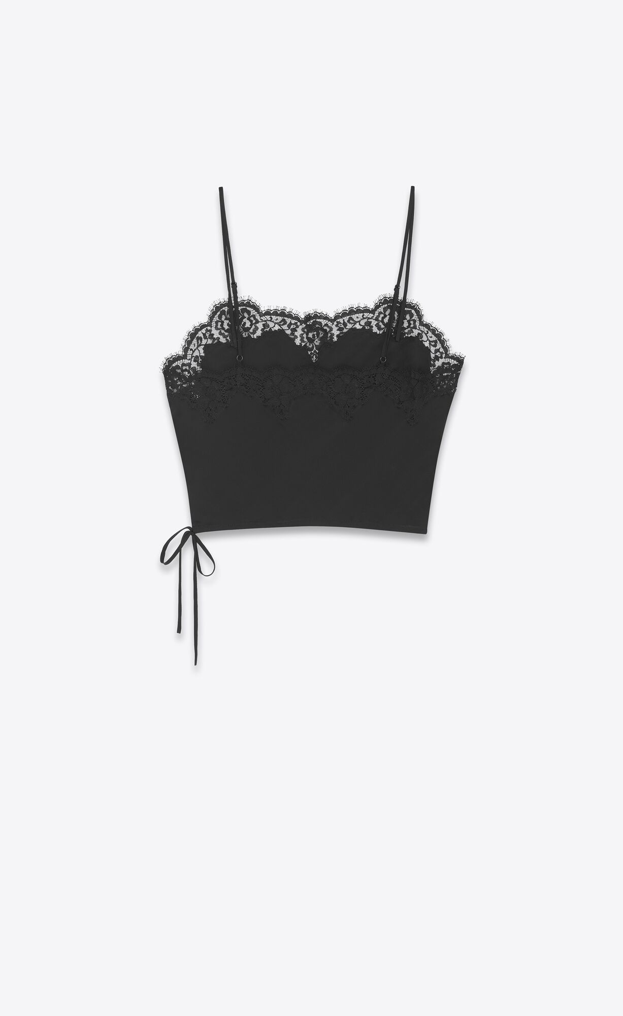 YSL Lingerie Top In Silk Satin Čierne | 28650-NCAB