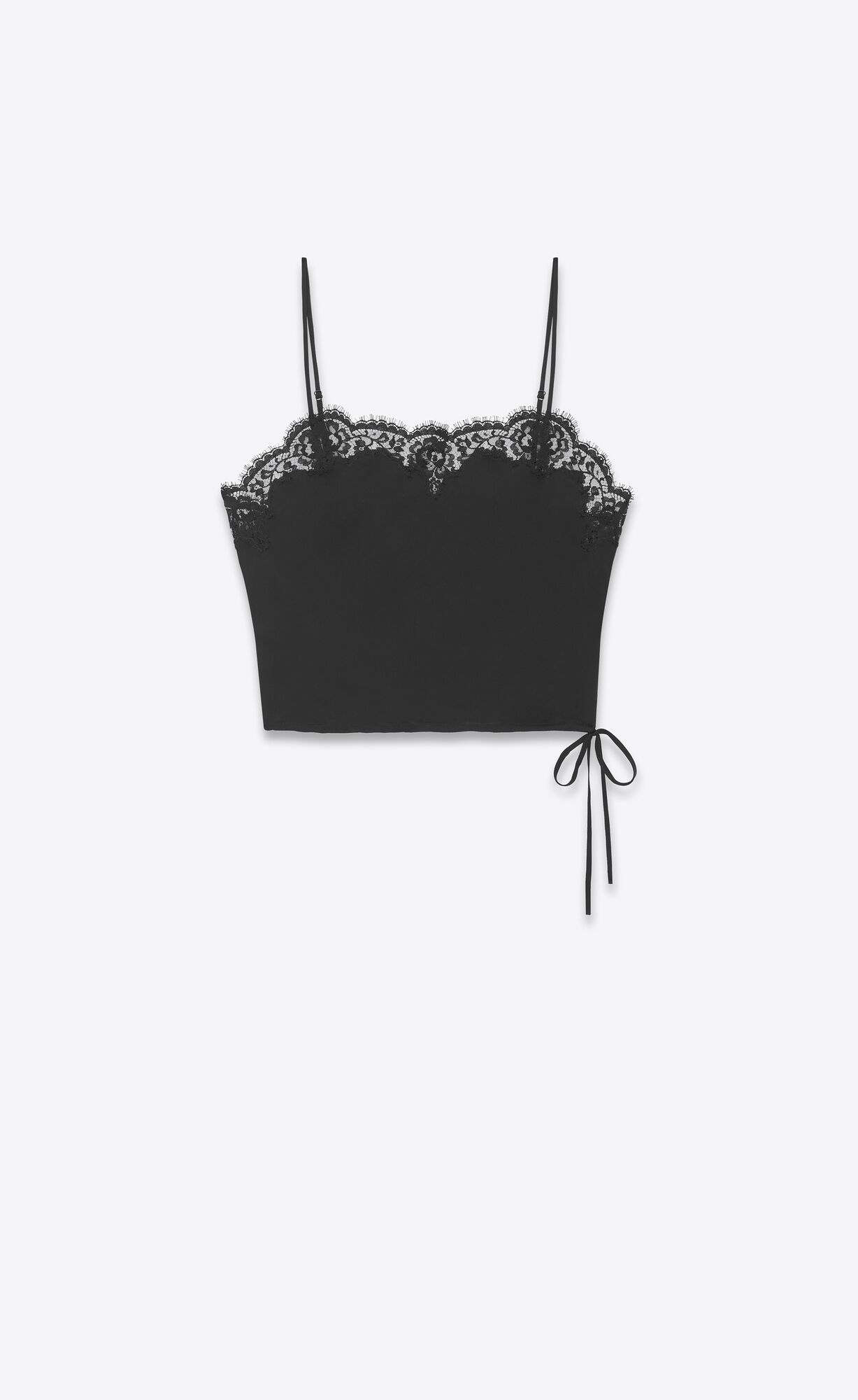 YSL Lingerie Top In Silk Satin Čierne | 28650-NCAB