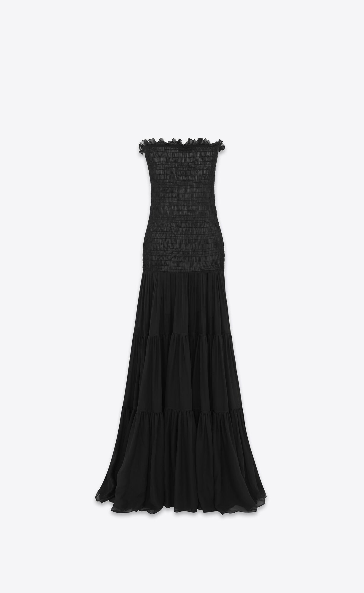 YSL Long Bustier Saty In Crepe Muslin Čierne | 76084-BHQL