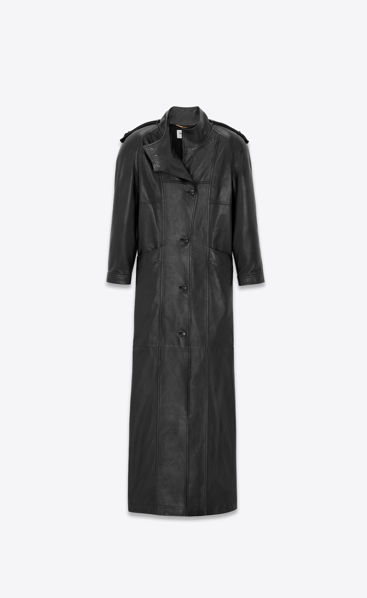 YSL Long Coat In Lambskin Čierne | 65938-OUMN