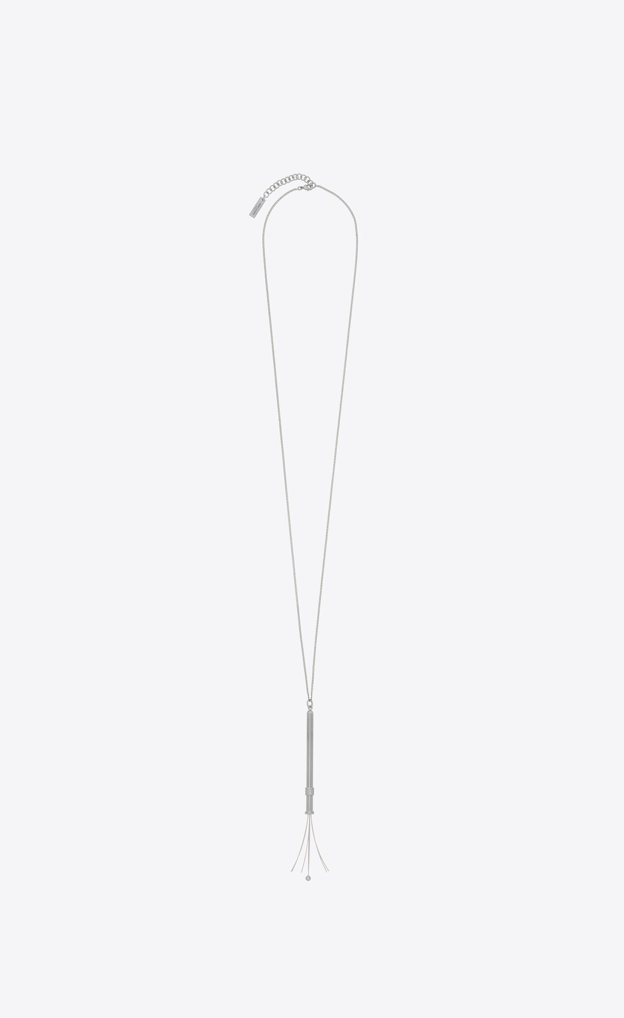 YSL Long Cocktail Stirrer Necklace In Metal Palladium | 64379-OWSI