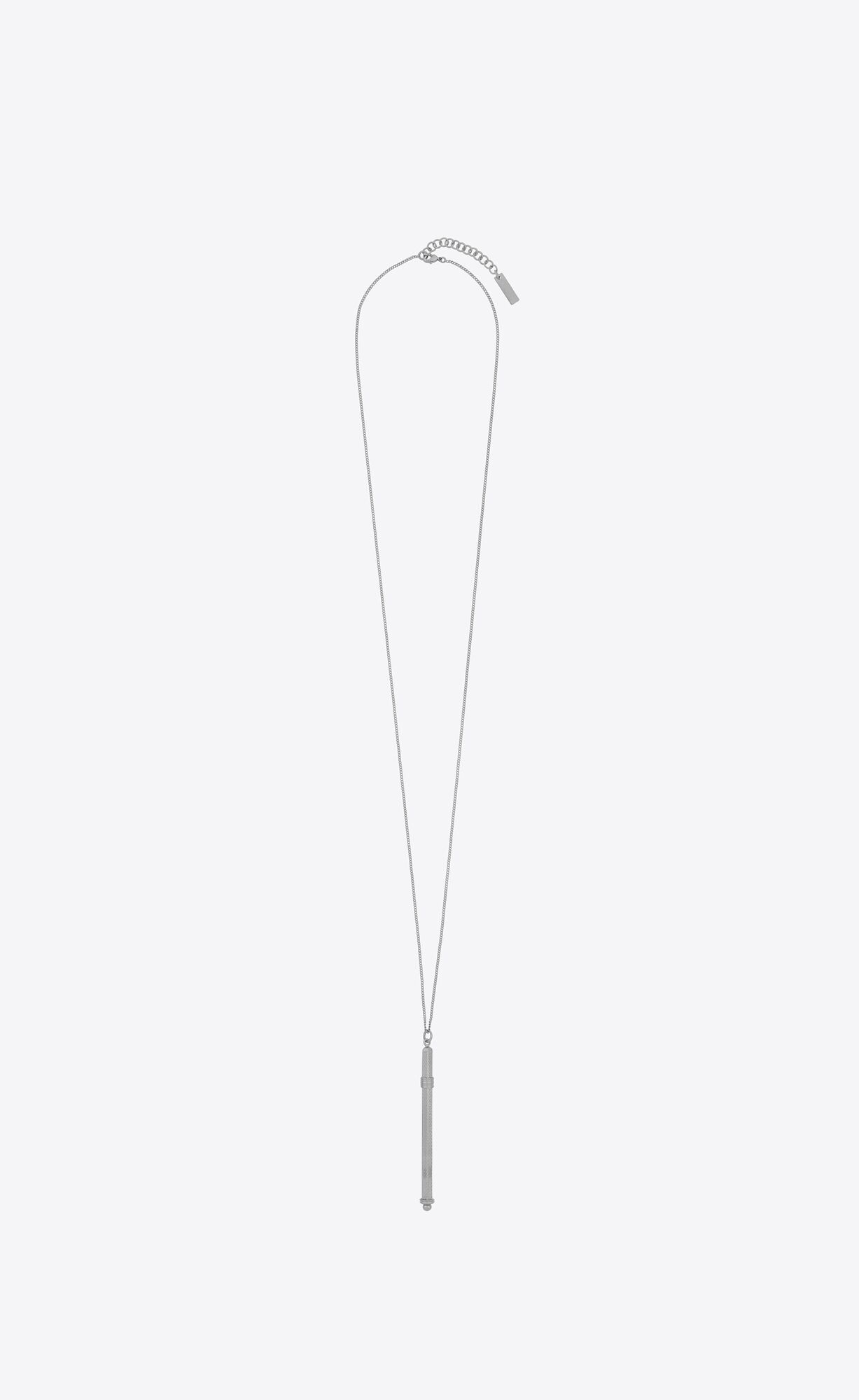 YSL Long Cocktail Stirrer Necklace In Metal Palladium | 64379-OWSI