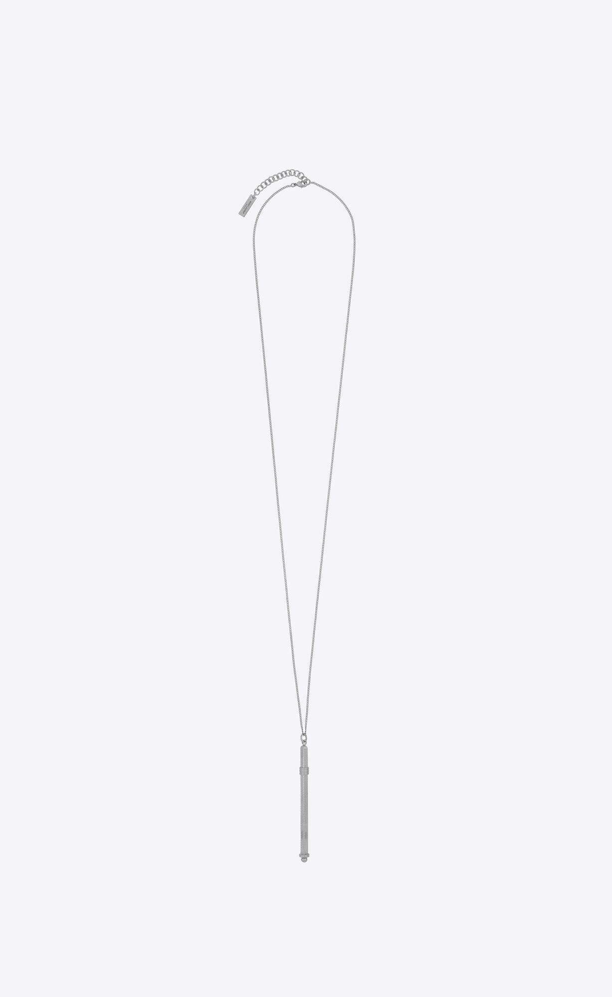 YSL Long Cocktail Stirrer Necklace In Metal Palladium | 64379-OWSI