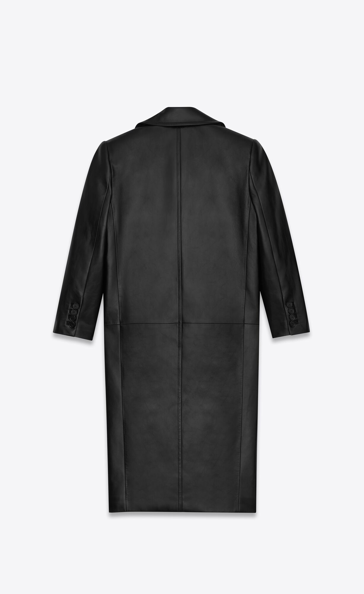 YSL Long Double-breasted Coat In Lambskin Čierne | 09345-PZWT