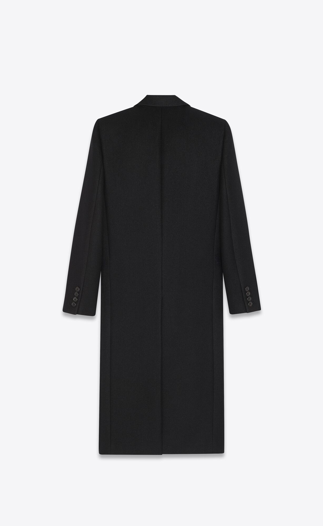 YSL Long Double-breasted Coat In Vlna Felt Noir Brillant | 18239-DKYX