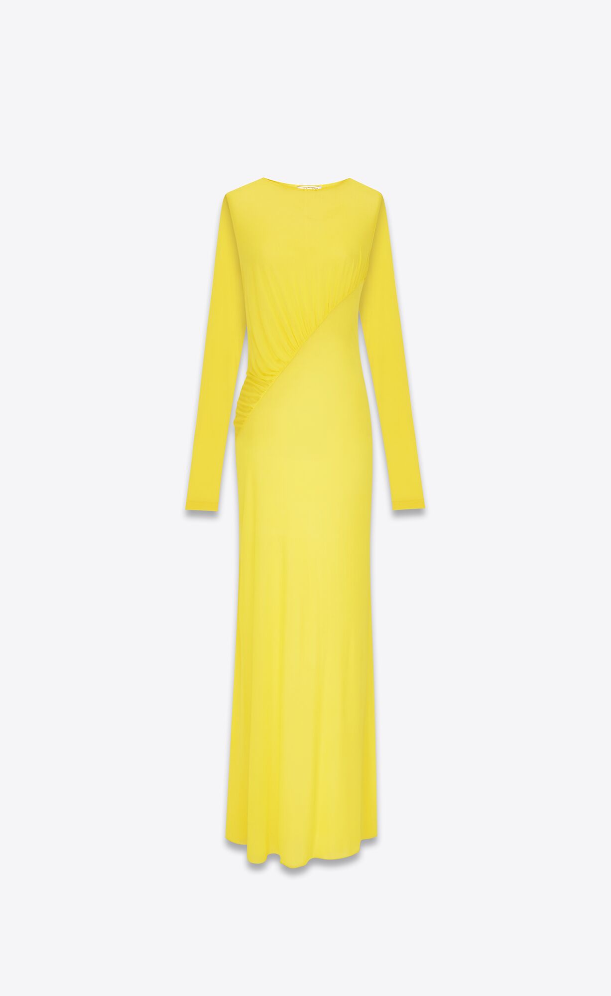 YSL Long Draped Saty In Crepe Jersey Jaune Vif | 92743-BAKN