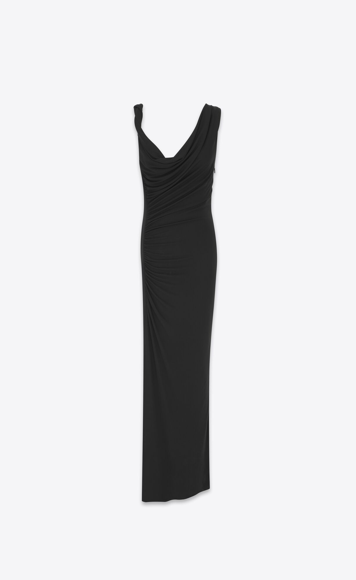 YSL Long Draped Saty In Crepe Jersey Čierne | 28479-EIOQ