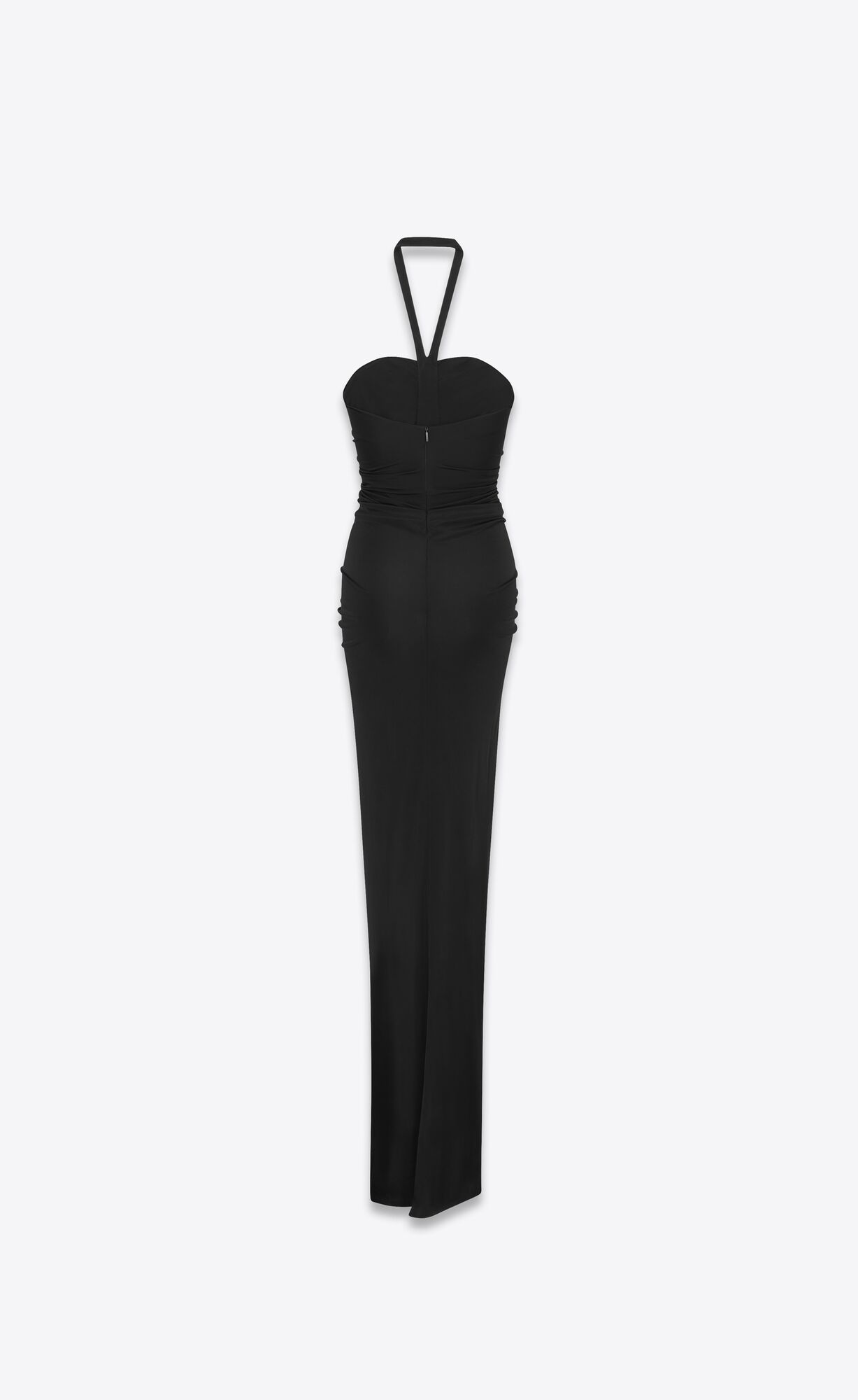 YSL Long Halterneck Saty In Shiny Jersey Čierne | 07586-GEIY