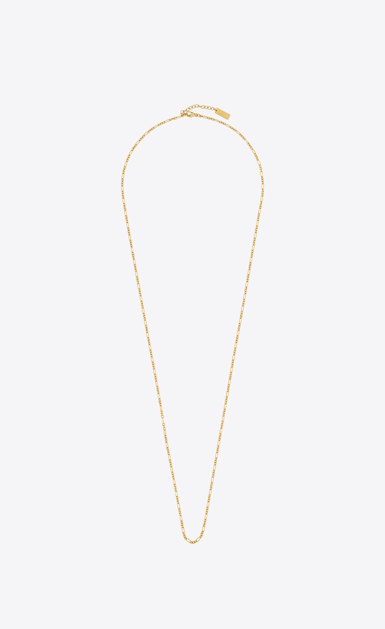 YSL Long Parallel Figaro Chain Necklace In Metal Zlate | 97162-BYES