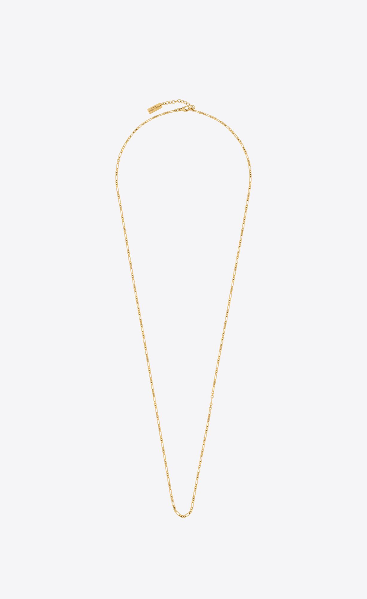 YSL Long Parallel Figaro Chain Necklace In Metal Zlate | 97162-BYES