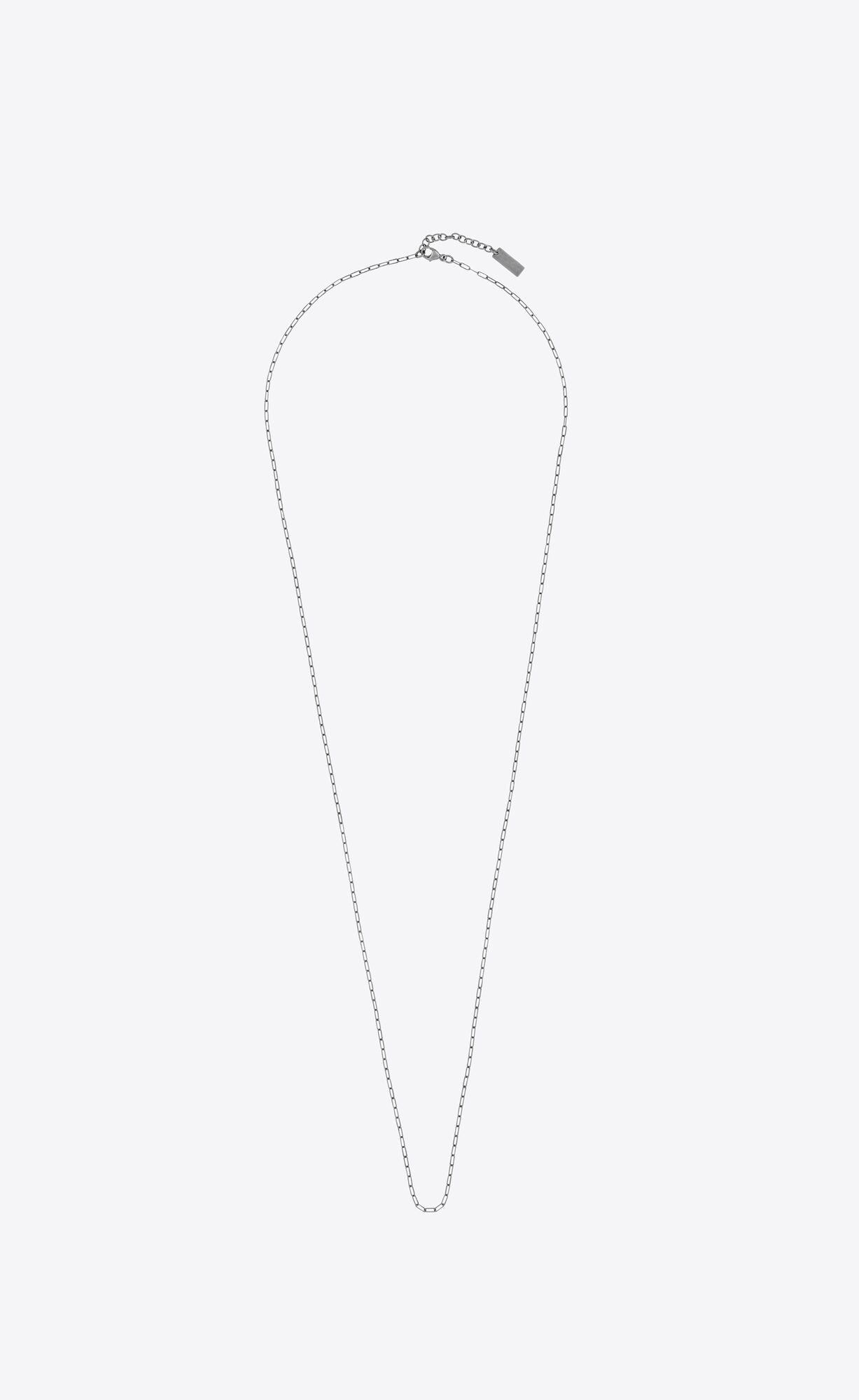 YSL Long Rectangular Chain Necklace In Metal Strieborne | 03185-YLDT