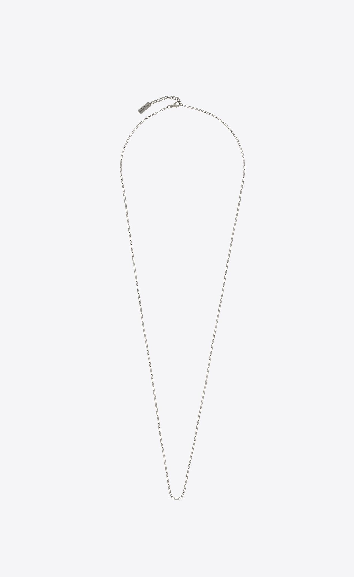 YSL Long Rectangular Chain Necklace In Metal Strieborne | 03185-YLDT