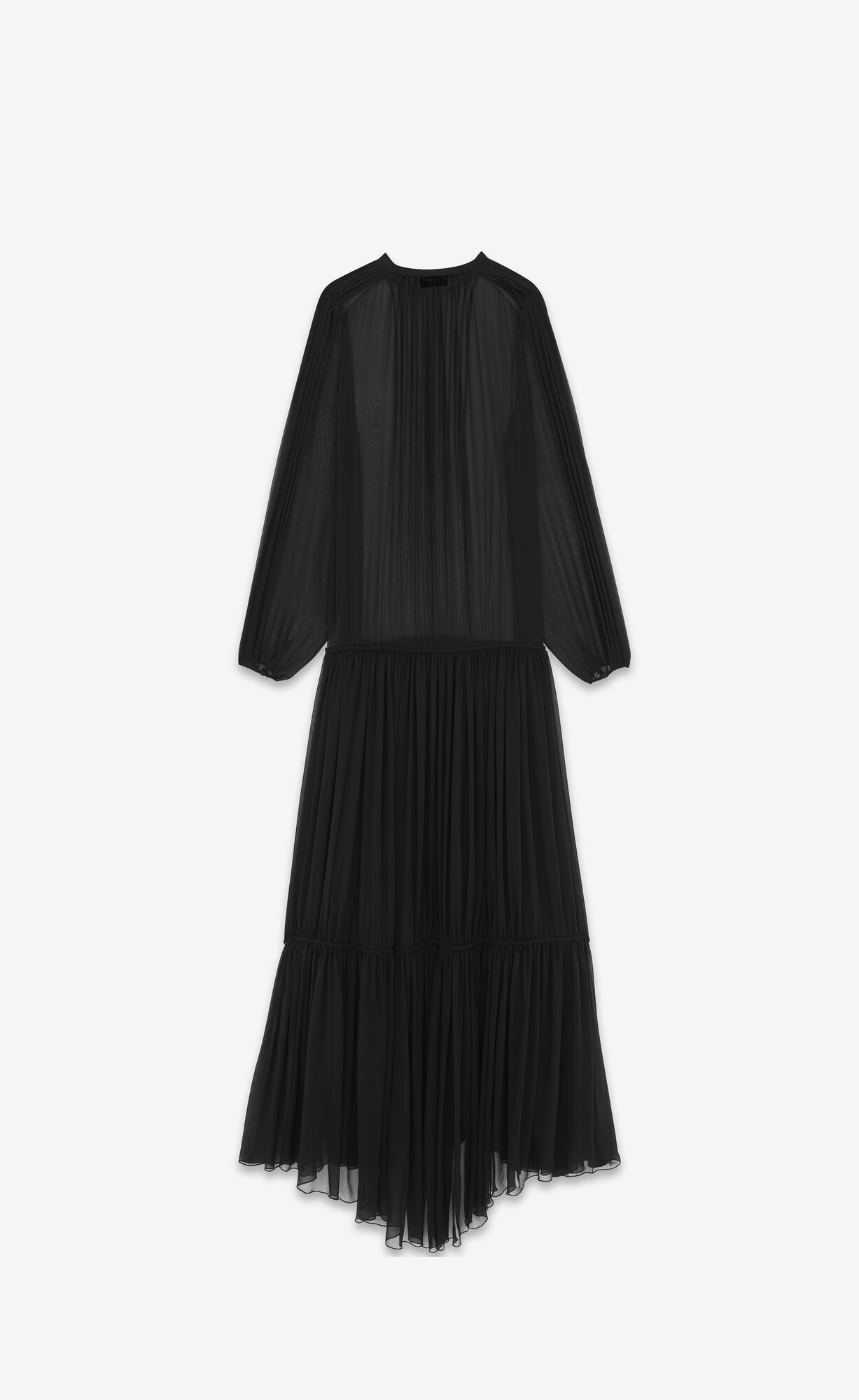 YSL Long Saty In Crepe Muslin Čierne | 16497-VYRZ