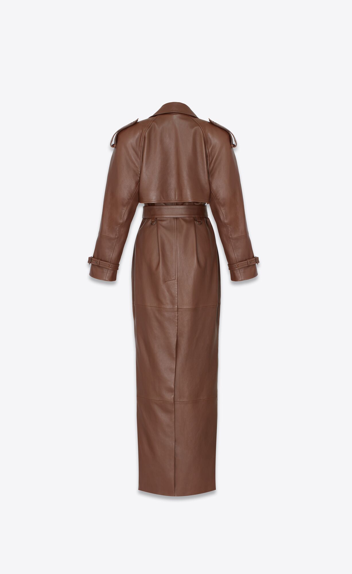 YSL Long Trench In Lambskin Brun Chene | 29764-JZDG